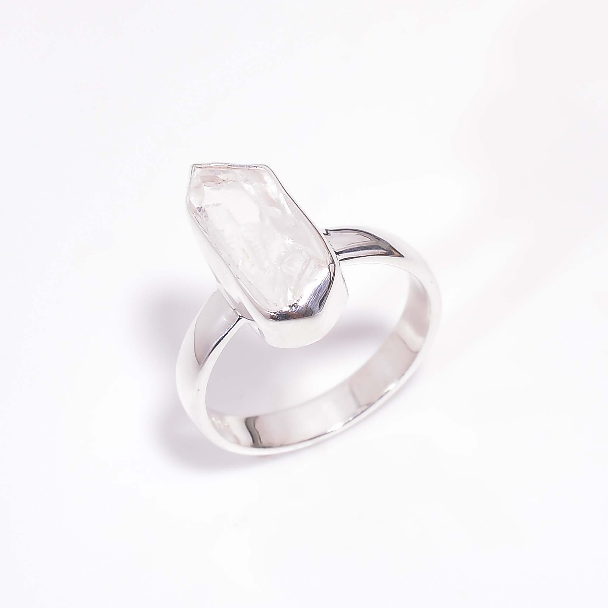 925 Sterling Silver Ring Size US 7 Crystal Natural Raw Gemstone