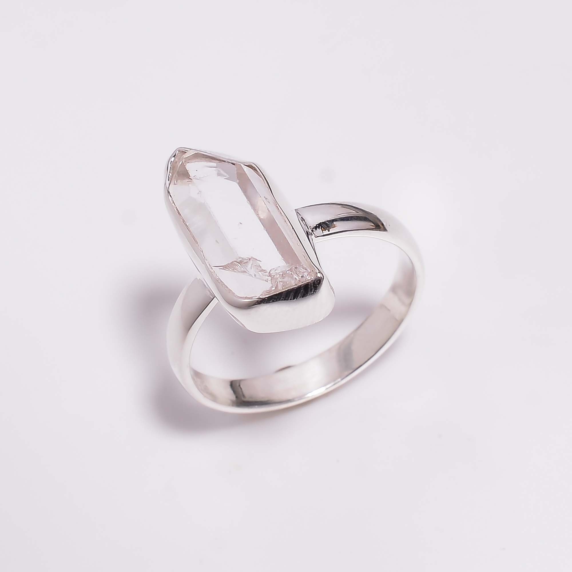 Natural Crystal Gemstone 925 Sterling Silver Ring Size US 8