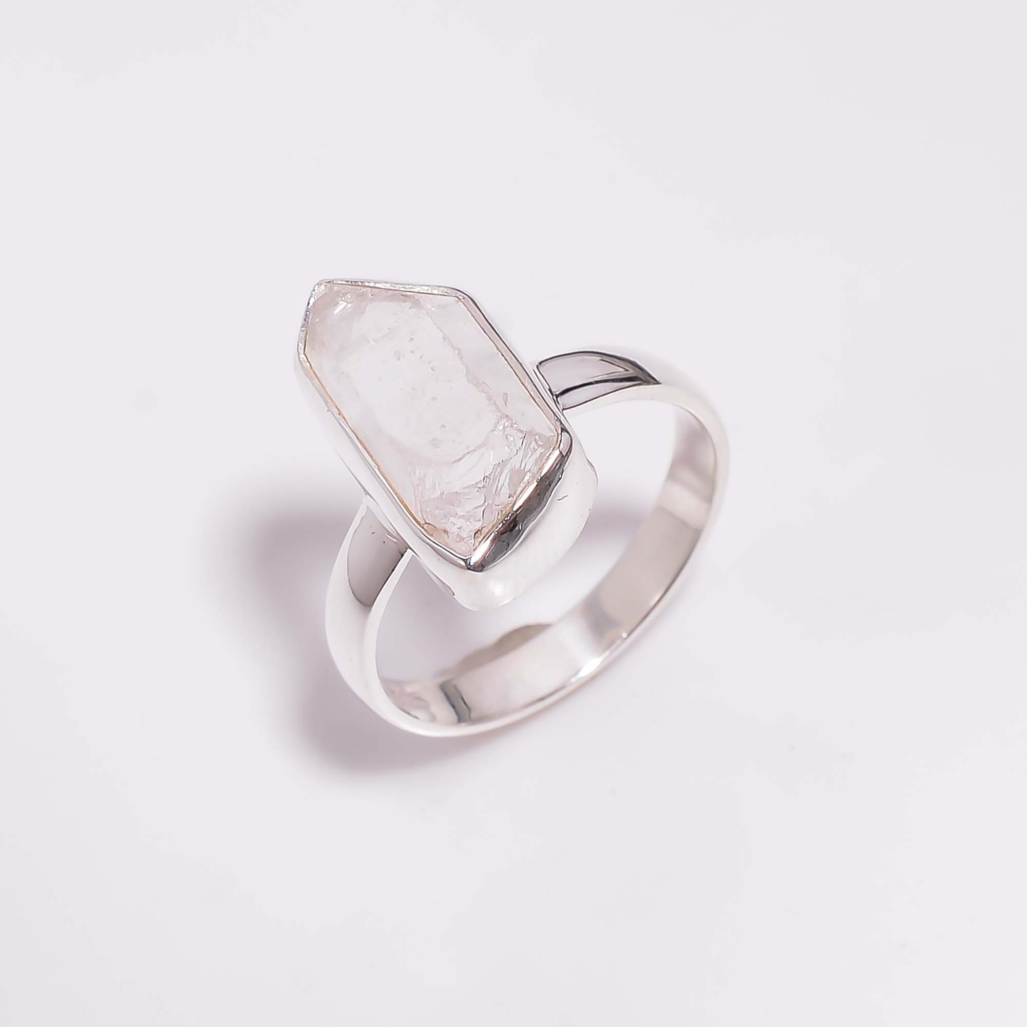 925 Sterling Silver Ring Size US 7 Crystal Natural Raw Gemstone