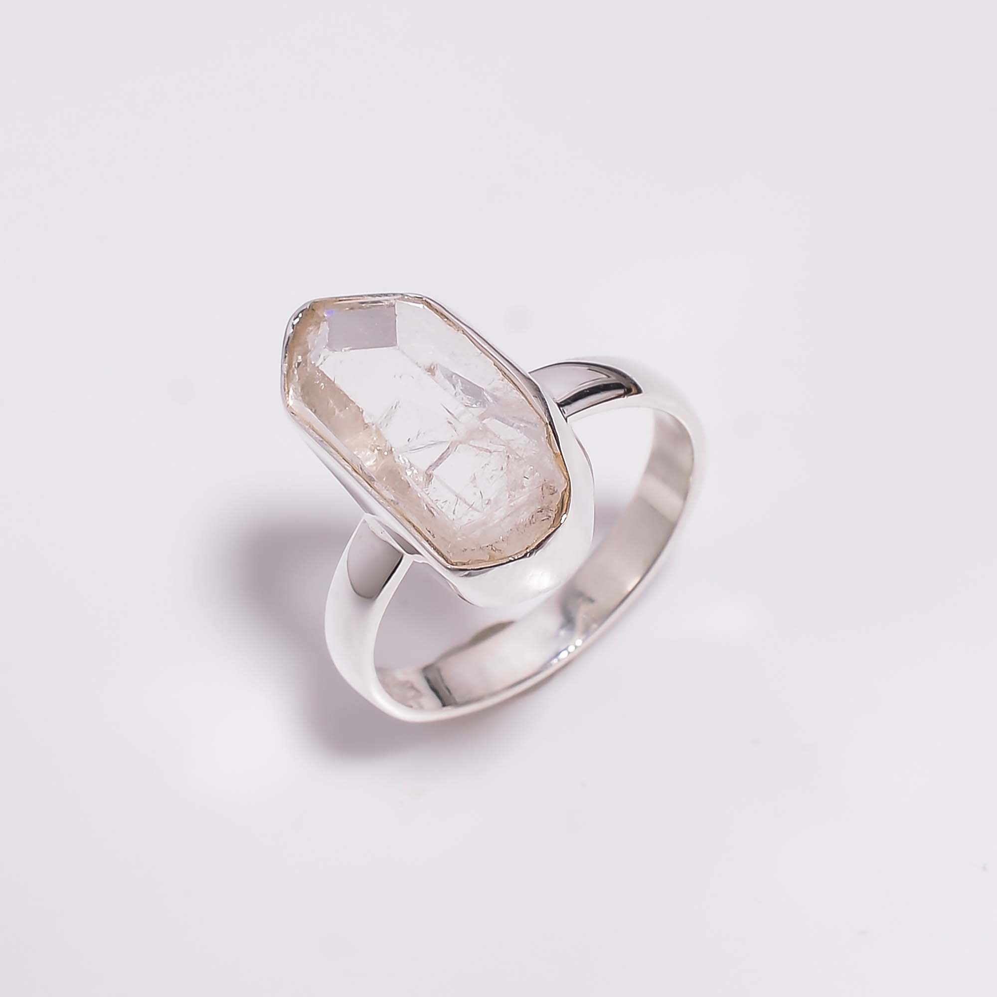 925 Sterling Silver Ring Size US 7 Crystal Natural Raw Gemstone