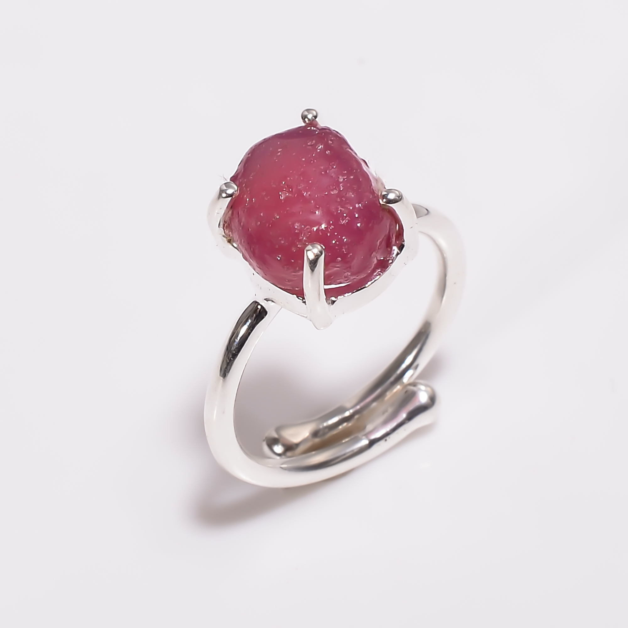 Ruby Raw Gemstone 925 Sterling Silver Adjustable Ring