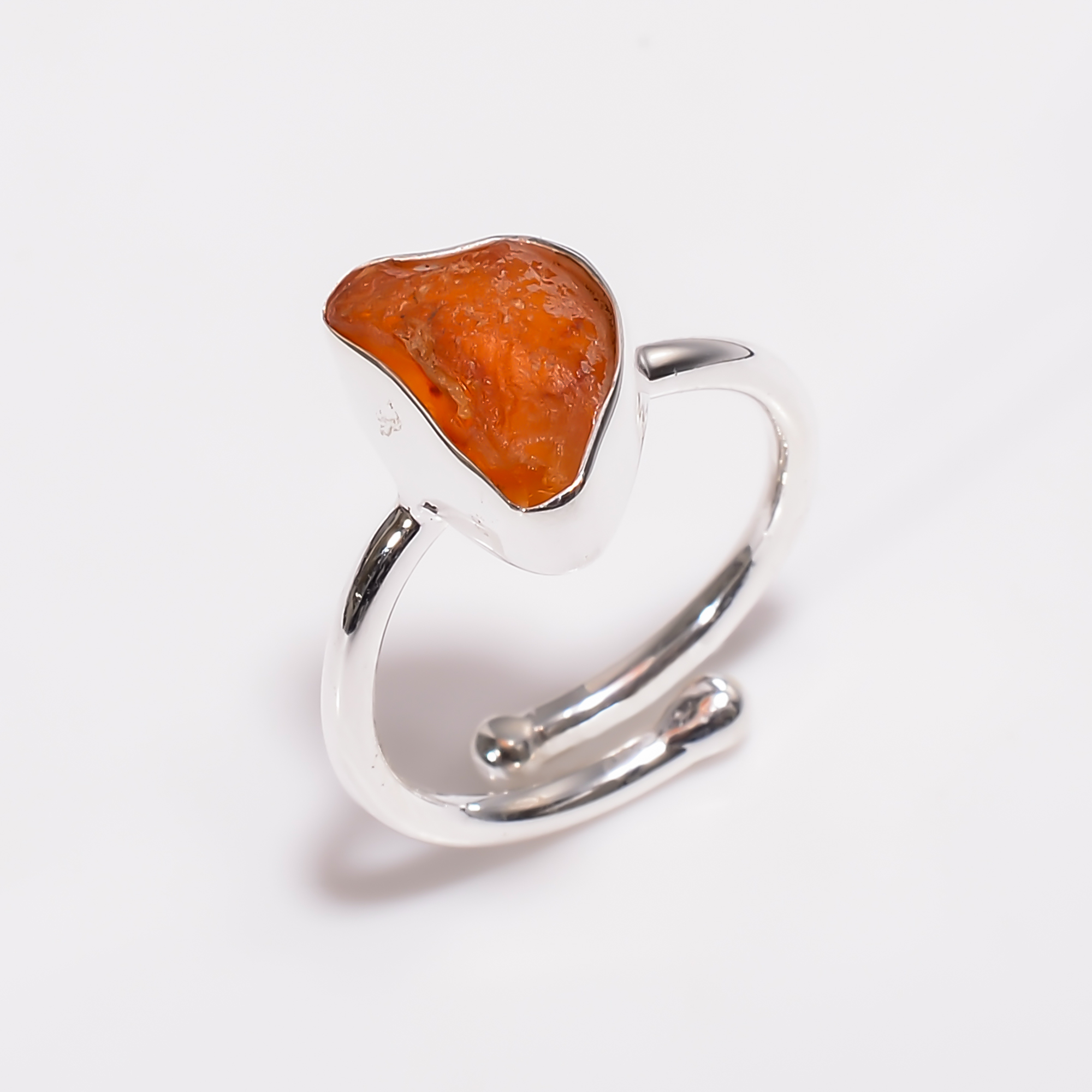 Carnelian Raw Gemstone 925 Sterling Silver Ring Adjustable