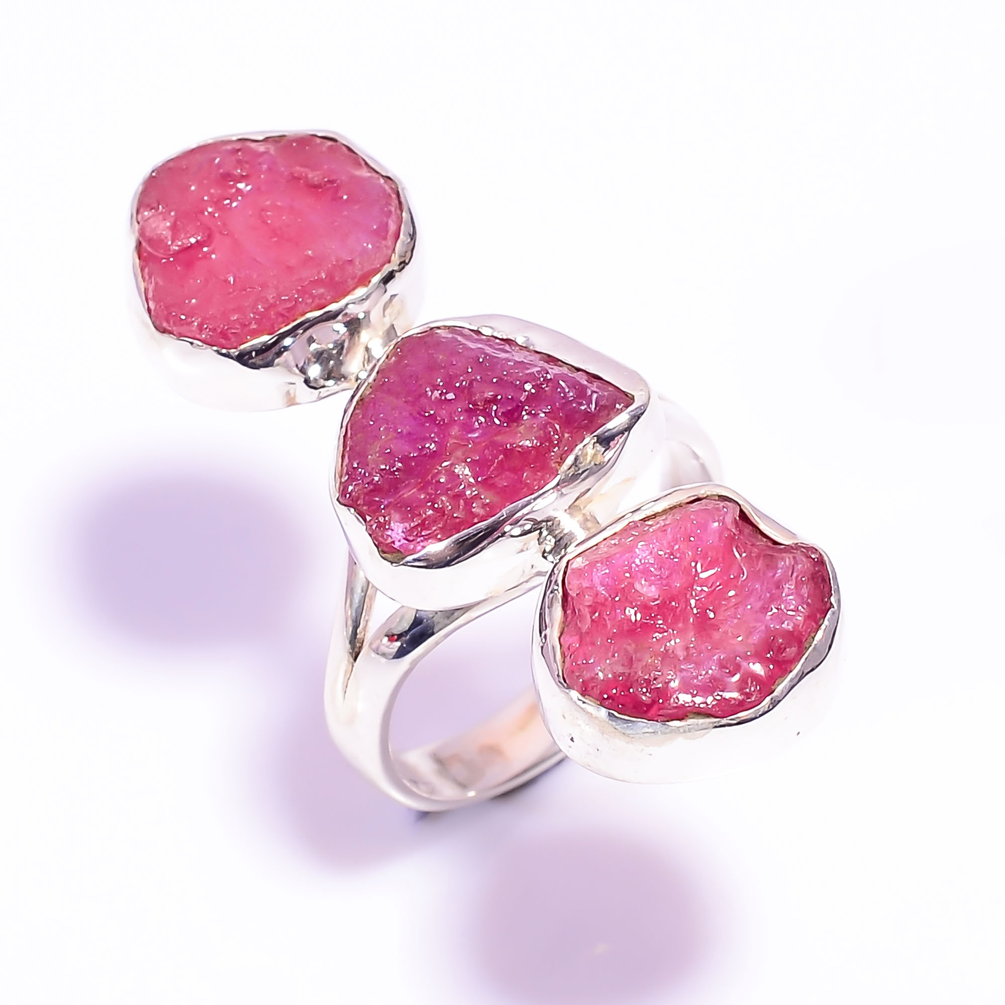 Raw Ruby Gemstone 925 Sterling Silver Adjustable Ring