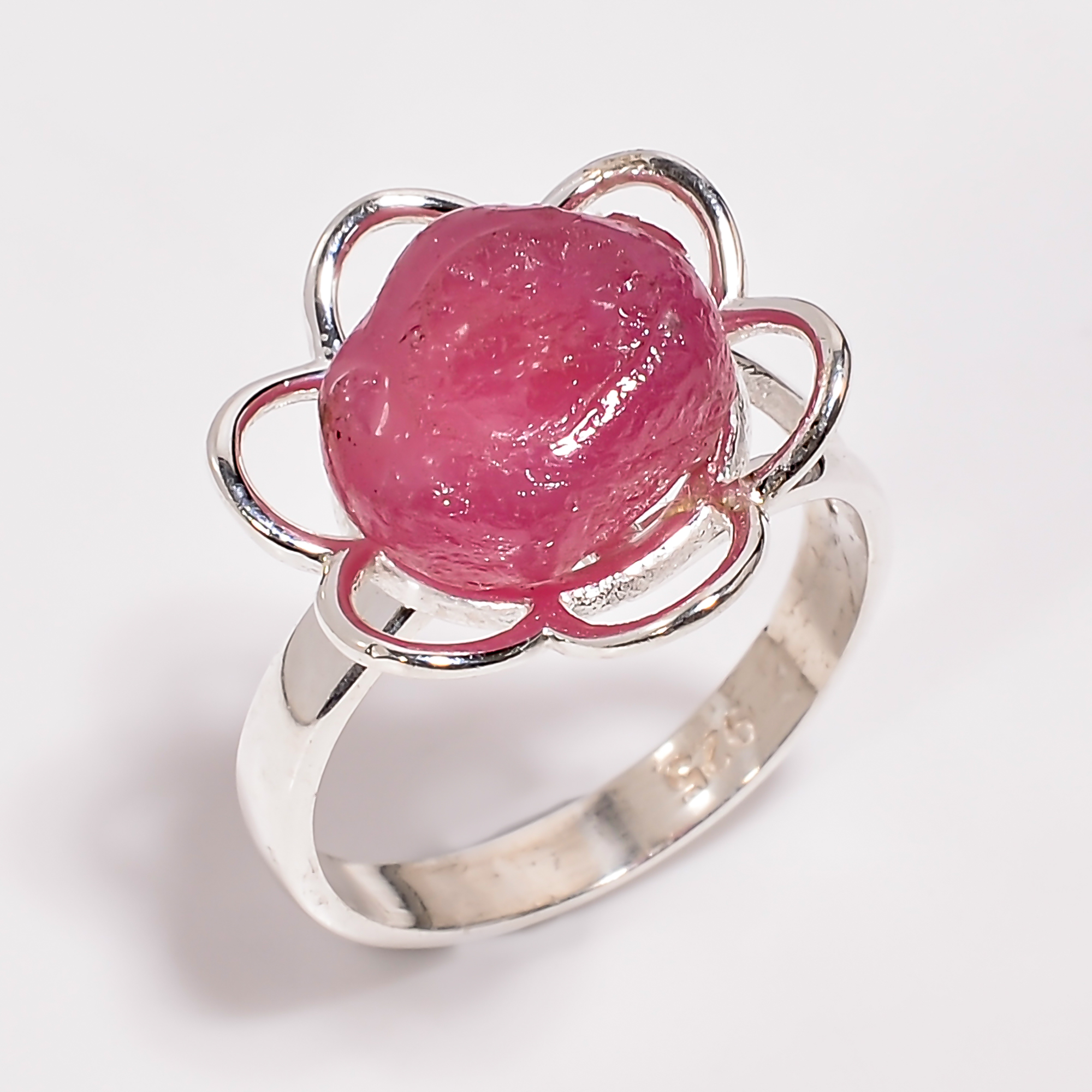 Ruby Raw Gemstone 925 Sterling Silver Adjustable Ring