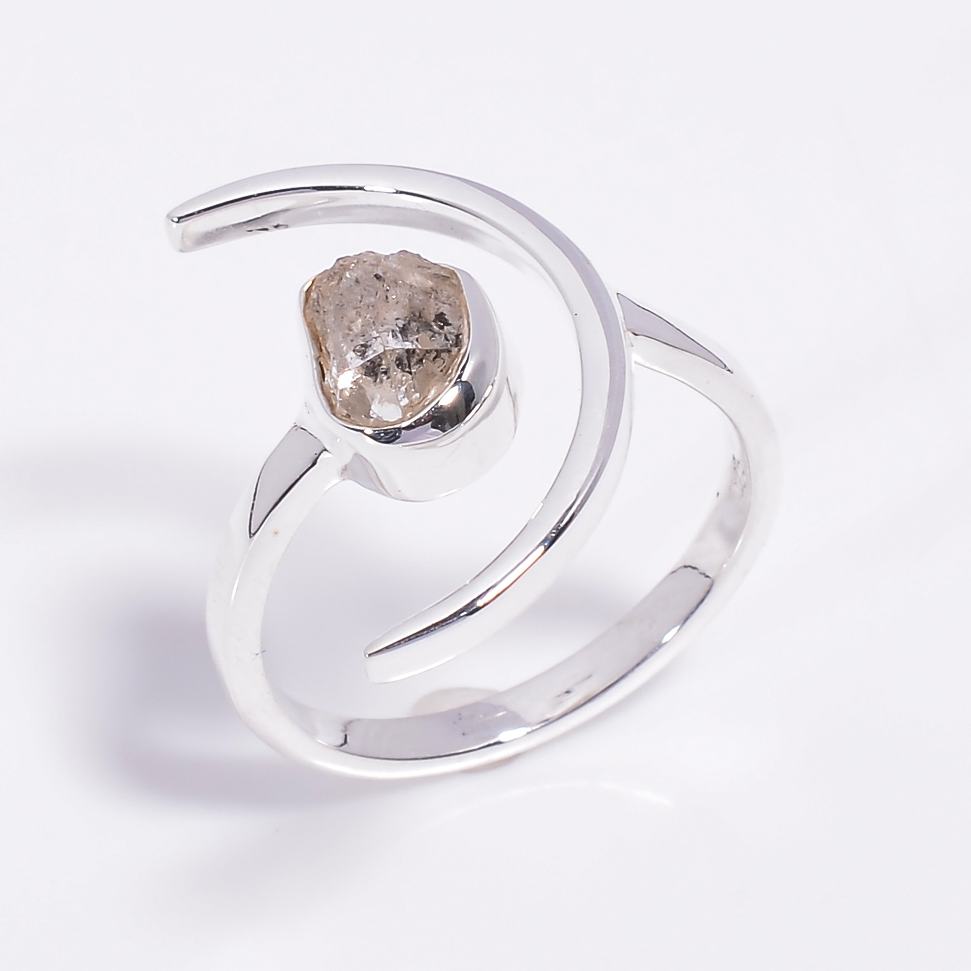 925 Sterling Silver Ring Adjusatble Natural Herkimer Diamond Gemstone