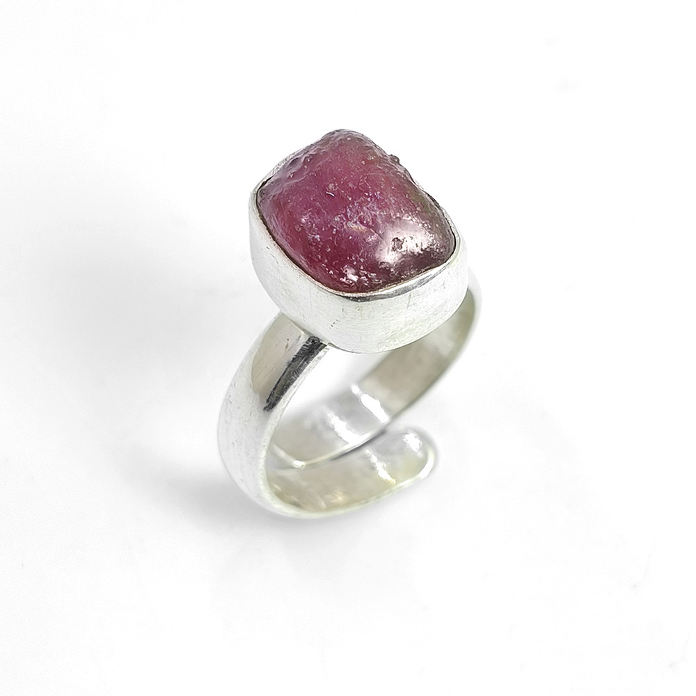 Ruby Raw Gemstone 925 Sterling Silver Ring Size US 55 Adjustable