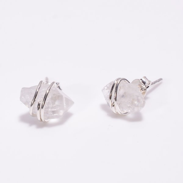 thumbnail image 2 of Herkimer Diamond Sterling Silver Stud Earrings – Natural Gemstone, 925 Silver, Handmade 2 of 5