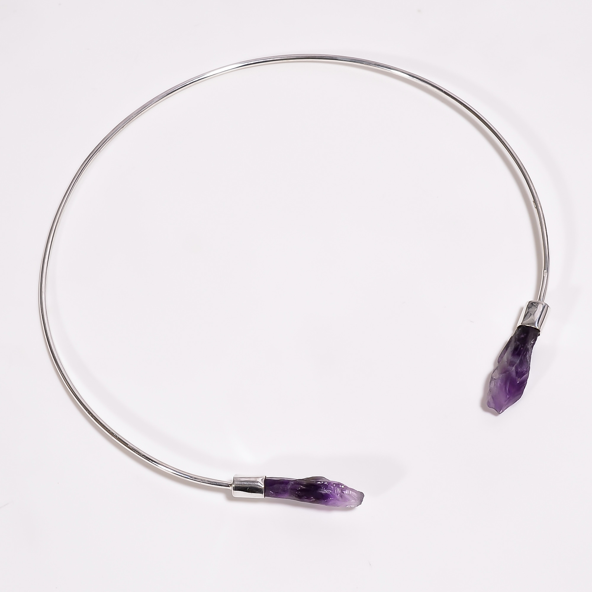925 Sterling Silver Flexible Choker Necklace Natural Gemstone Collar Jewelry