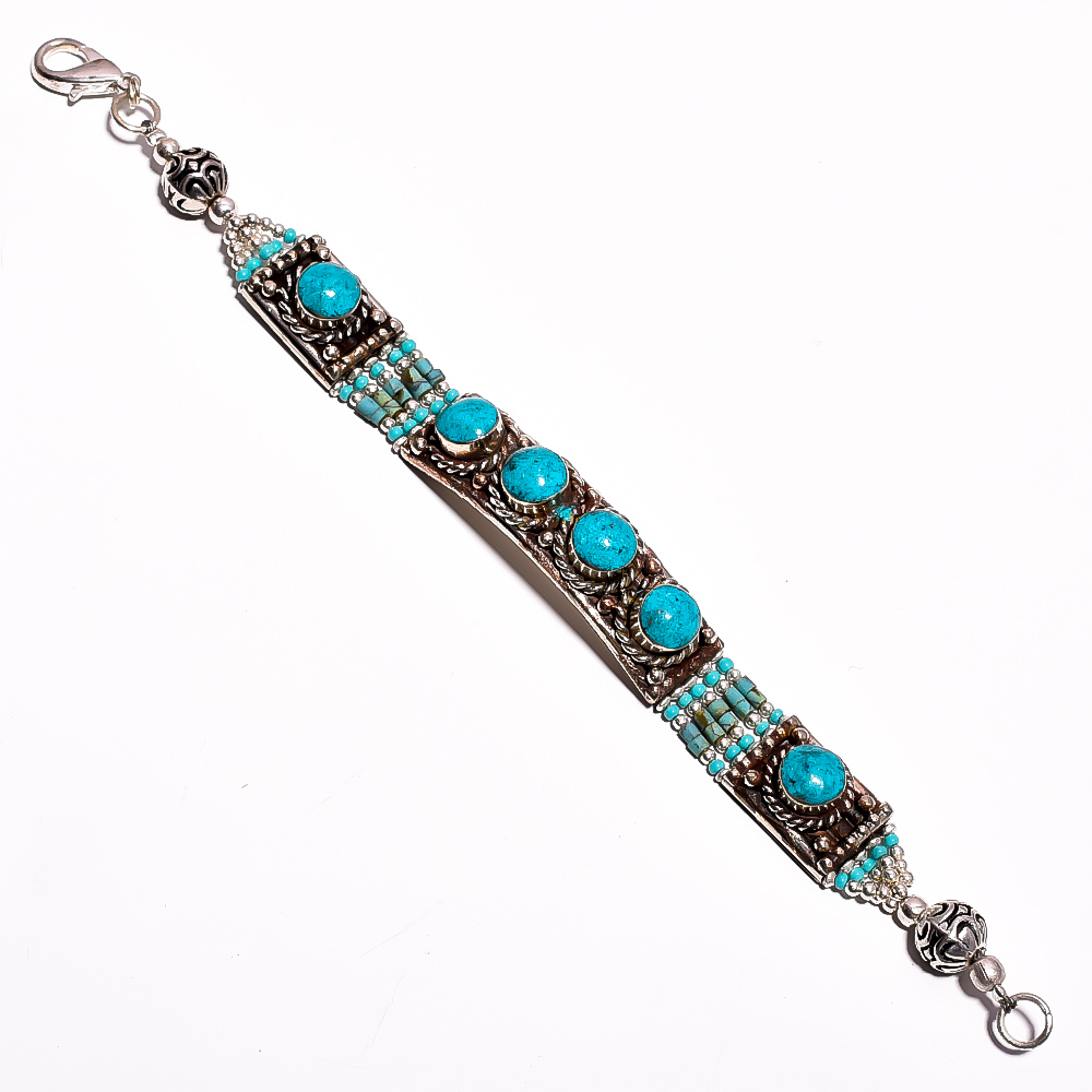 Turquoise Gemstone Tibetan Silver Fashion Bracelet