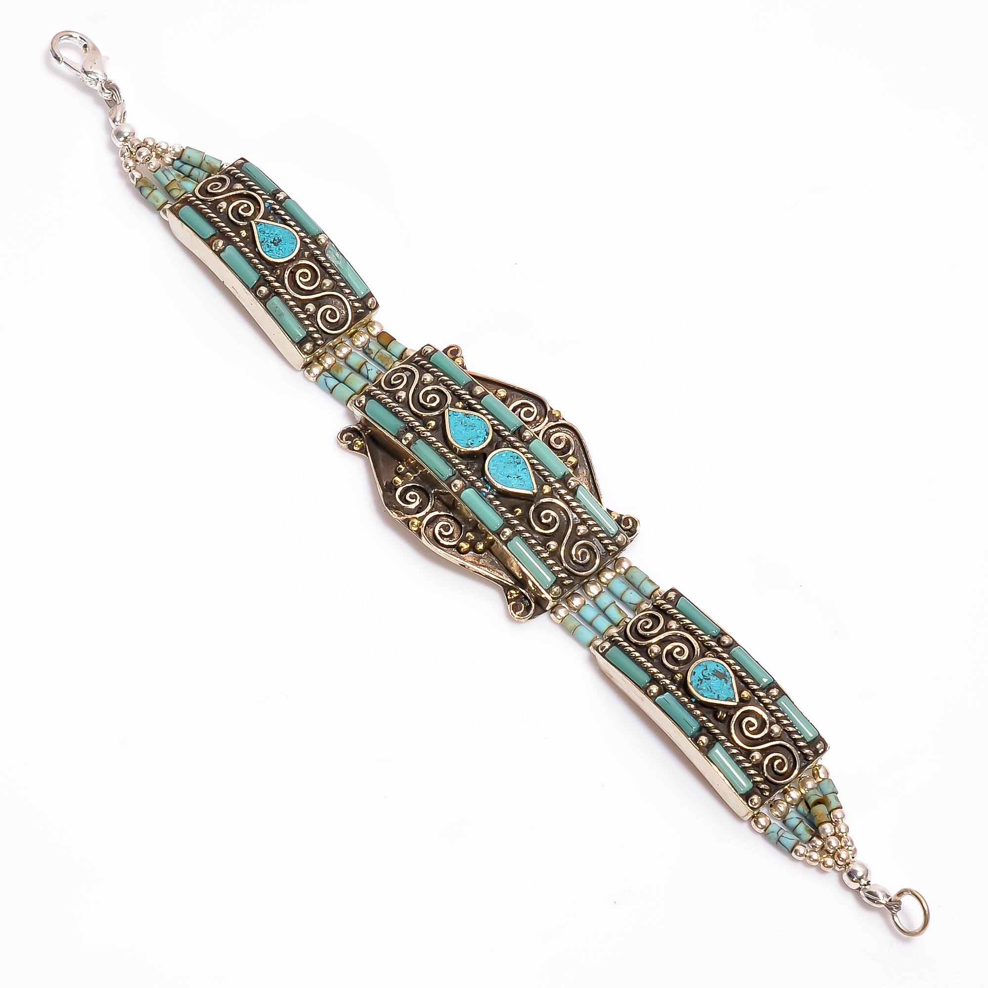 Turquoise Gemstone Tibetan Silver Fashion Bracelet
