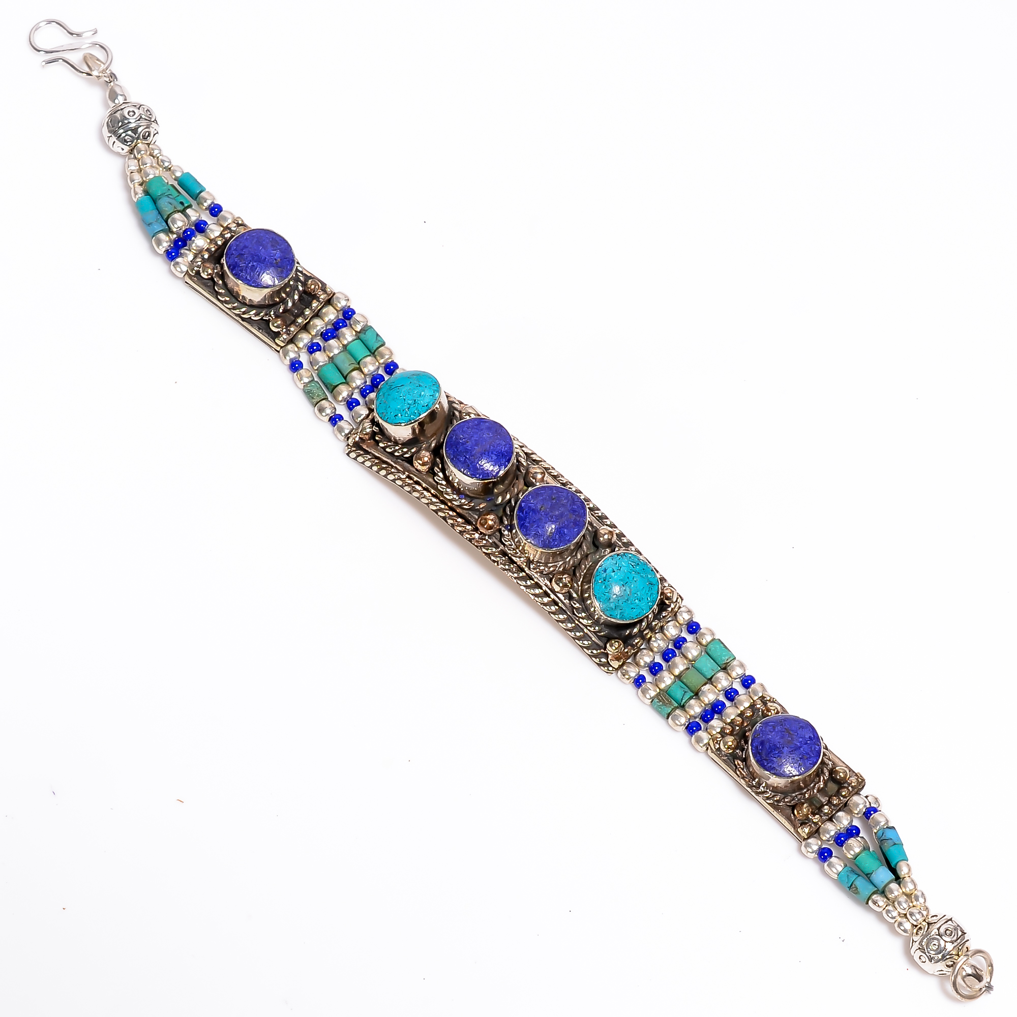 Turquoise Lapis Gemstone Tibetan Silver Fashion Bracelet