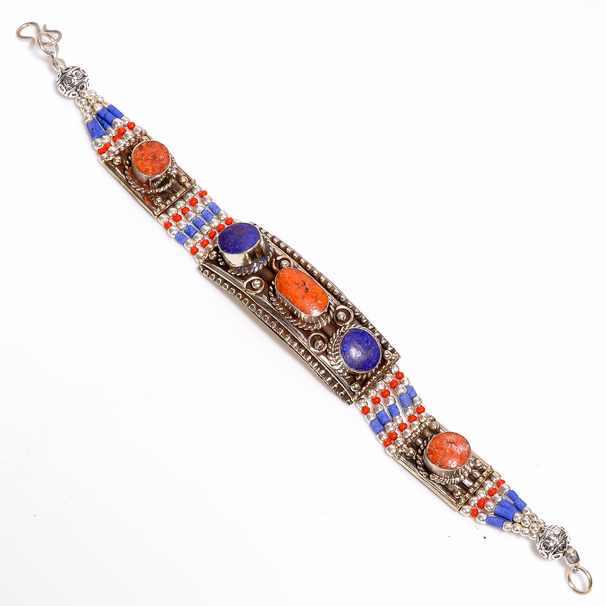 Lapis Coral Gemstone Tibetan Silver Fashion Bracelet