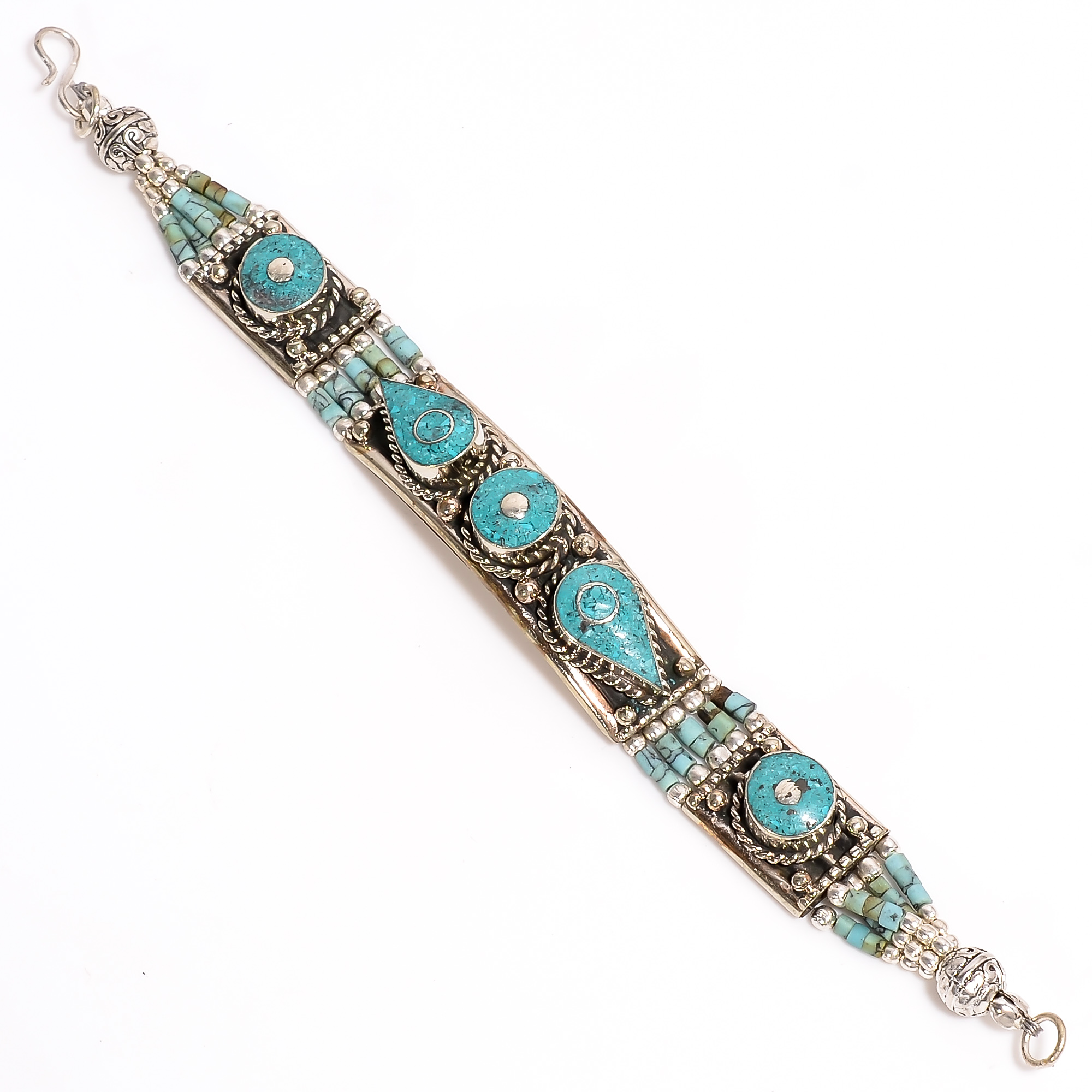 Turquoise Gemstone Tibetan Silver Fashion Bracelet