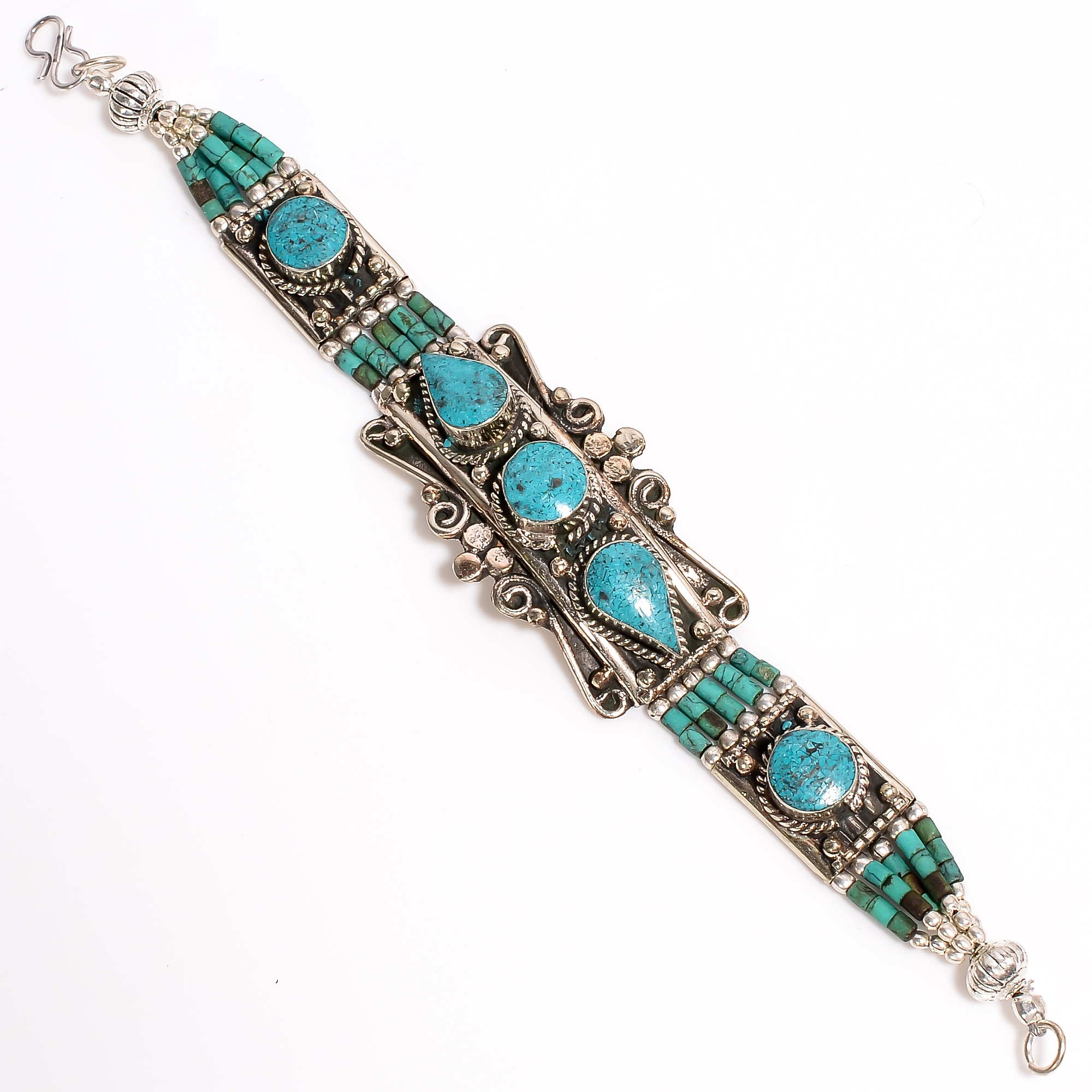 Turquoise Gemstone Tibetan Silver Fashion Bracelet