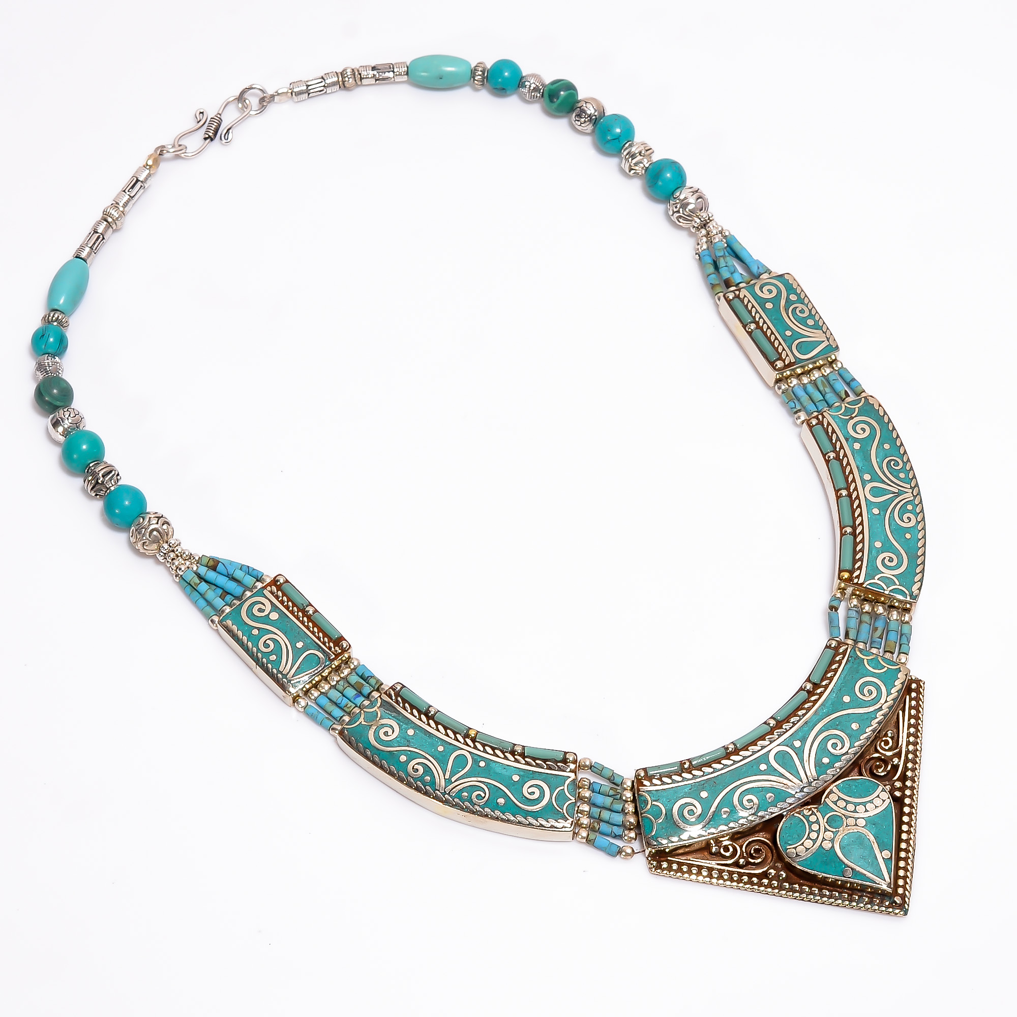 Tibetan Silver Necklace Turquoise Gemstone Fashion Necklace