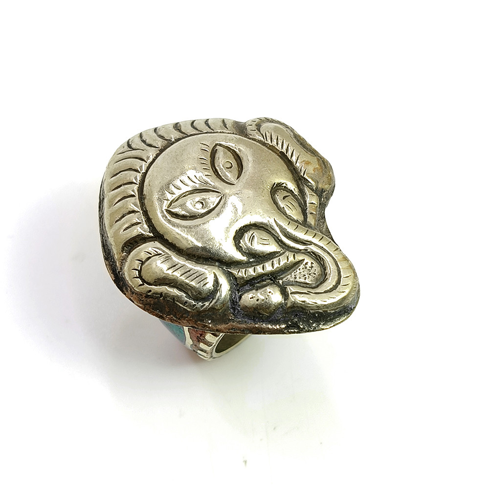 Image of Tibetan Silver Ring Turquoise Coral Gemstone Fashion Ring