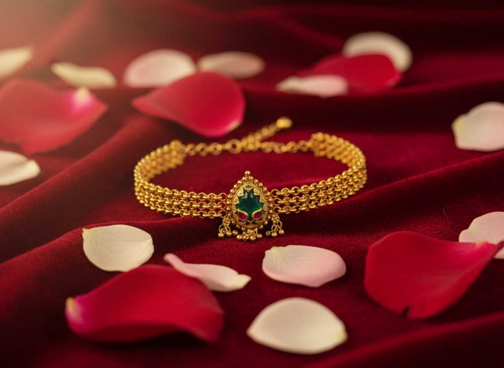 Image of Ethnic Handcrafted Kundan &amp; Meenakari Adjustable Bracelet for Women