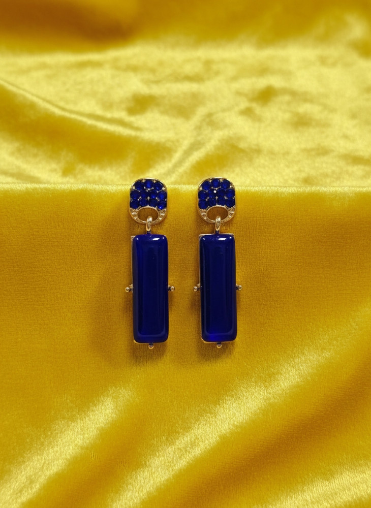 Image of Indigo Mystique: Royal Blue &amp; Pavé Crystal Drop Earrings