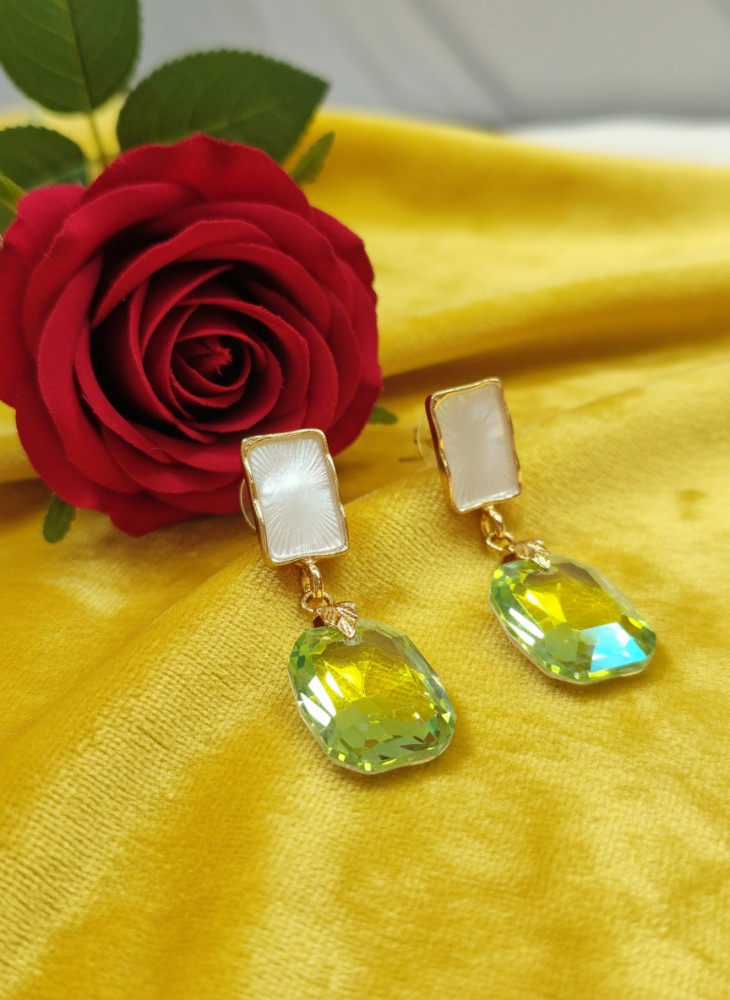 Image of Iridescent Prism Rectangle Drop Earrings