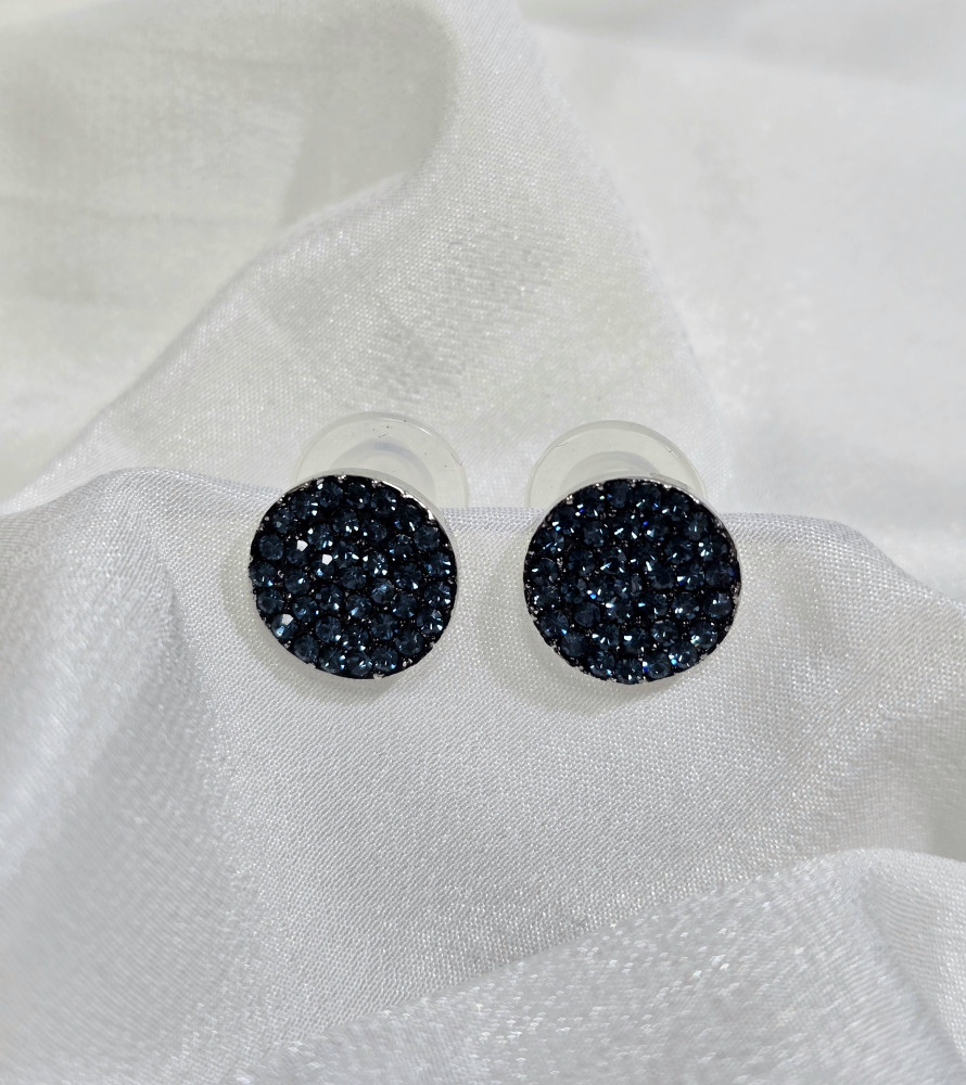 Image of Midnight Shimmer: Navy Pavé Crystal Disco Ball Stud Earrings