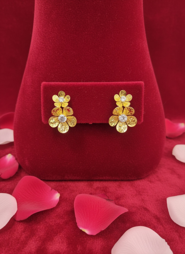 Image of Gilded Bloom: Artisan Gold-Textured Floral Stud Earrings