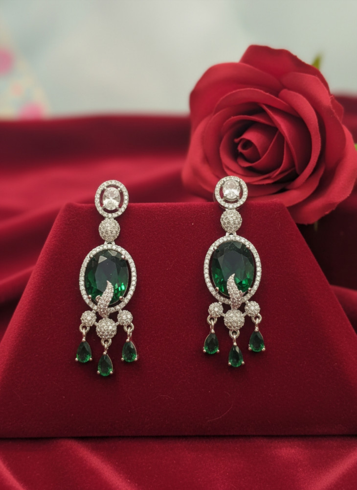 Image of Imperial Peacock: Emerald Green &amp; Crystal Halo Chandelier Earrings
