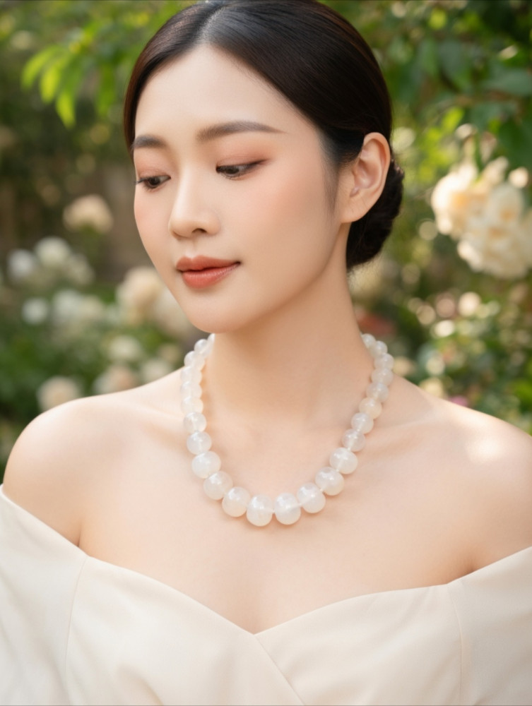 Image of Natural Rose Quartz Beaded Statement Necklace – Genuine Soft Pink Gemstone Strand