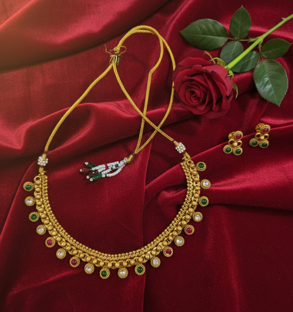 Image of Radiant Dewdrop: Gold-Plated Dangle Necklace Set
