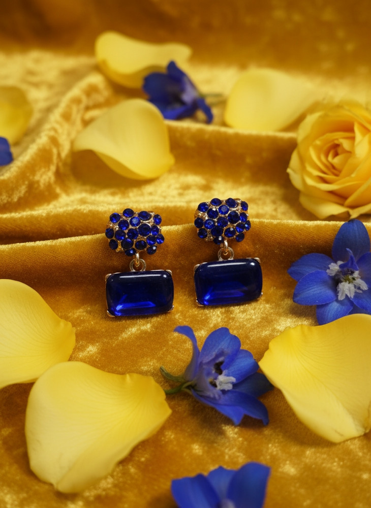 Image of Sapphire Night: Royal Blue &amp; Pavé Crystal Drop Earrings