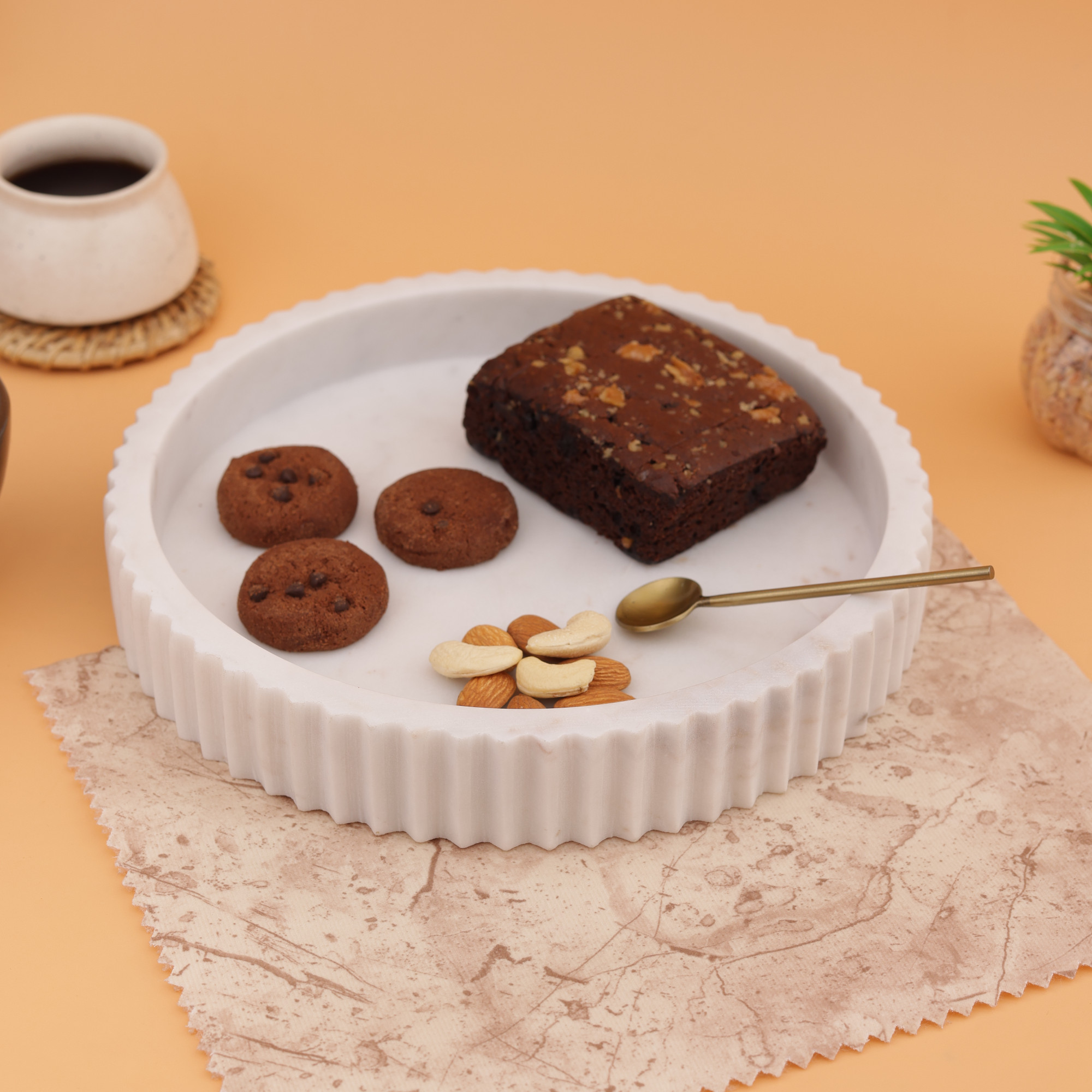 Marble Fluted Serving Tray