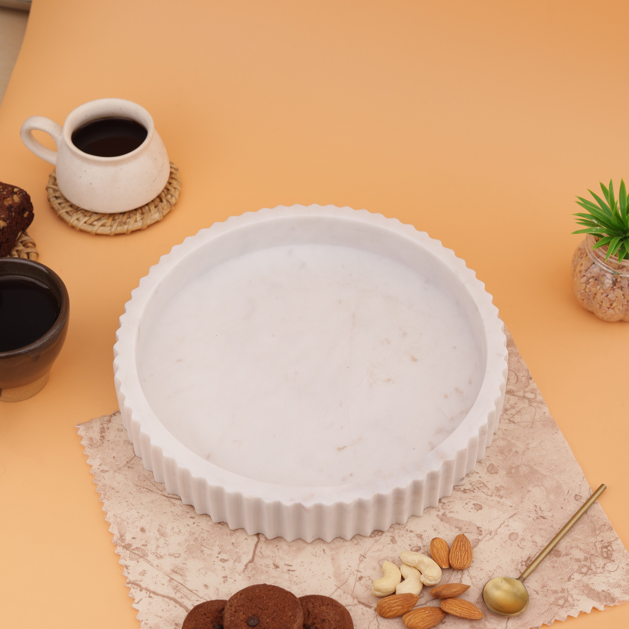 Marble Fluted Serving Tray