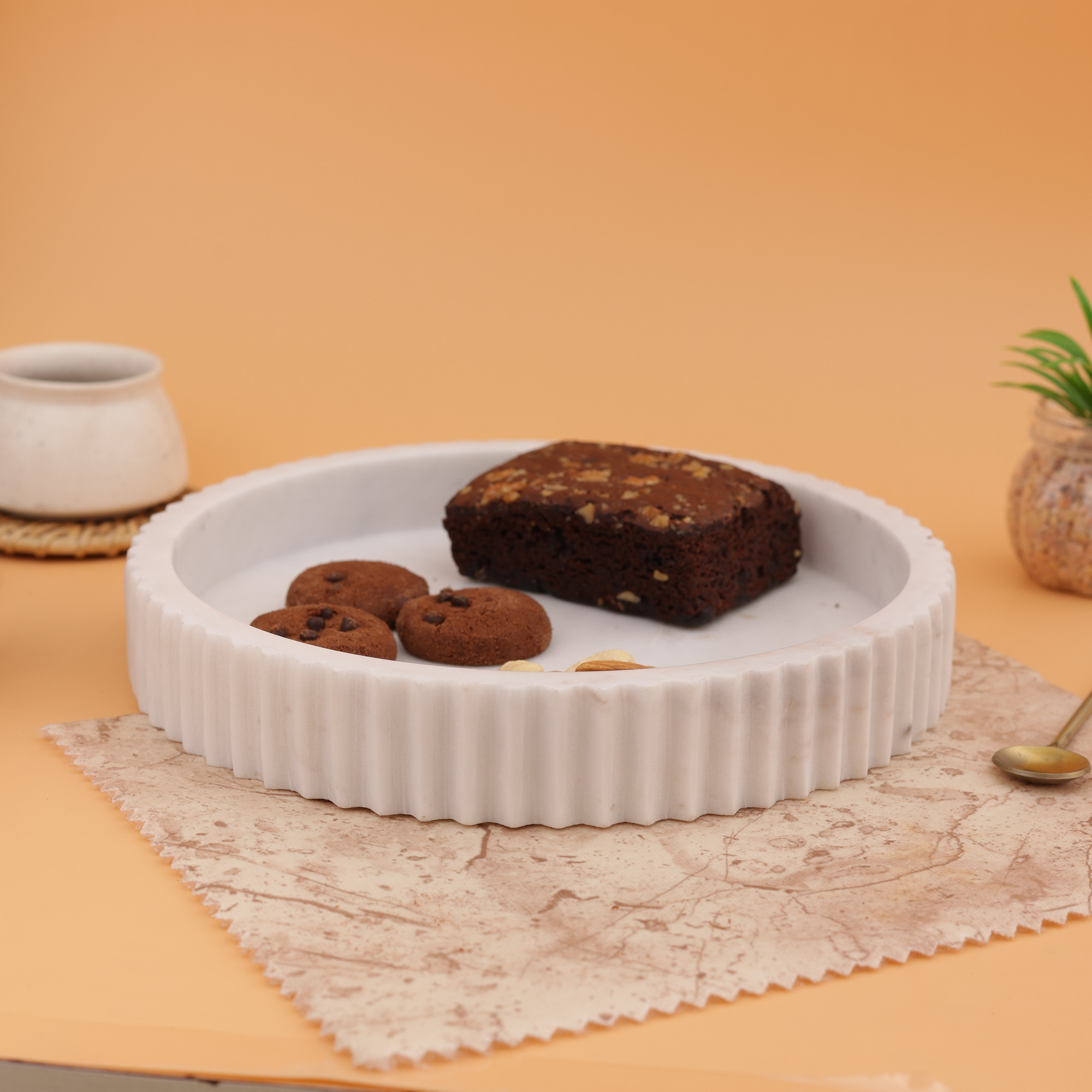 Marble Fluted Serving Tray