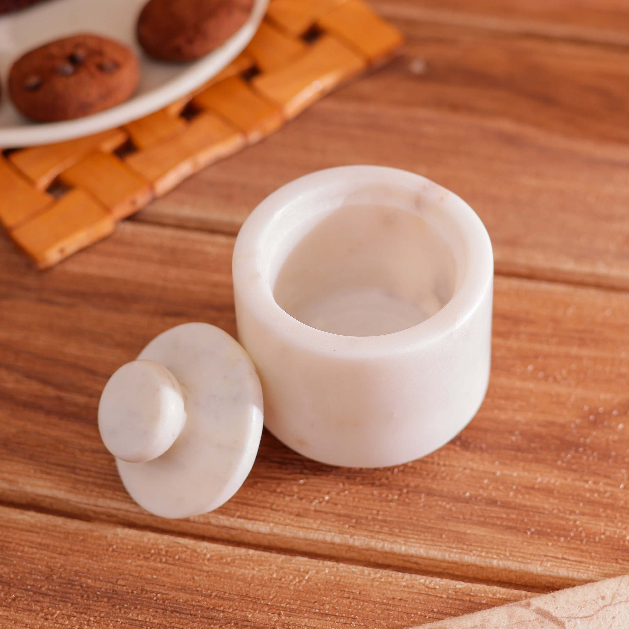 Small Marble Lidded Canister Set of 2