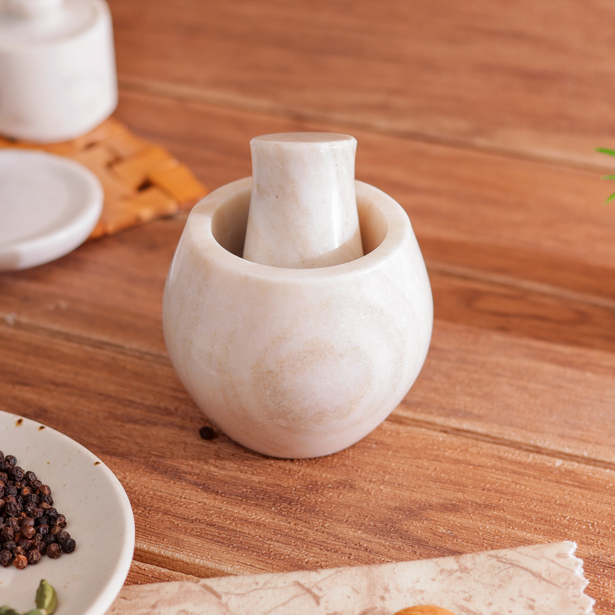 Classic Marble Mortar Pestle
