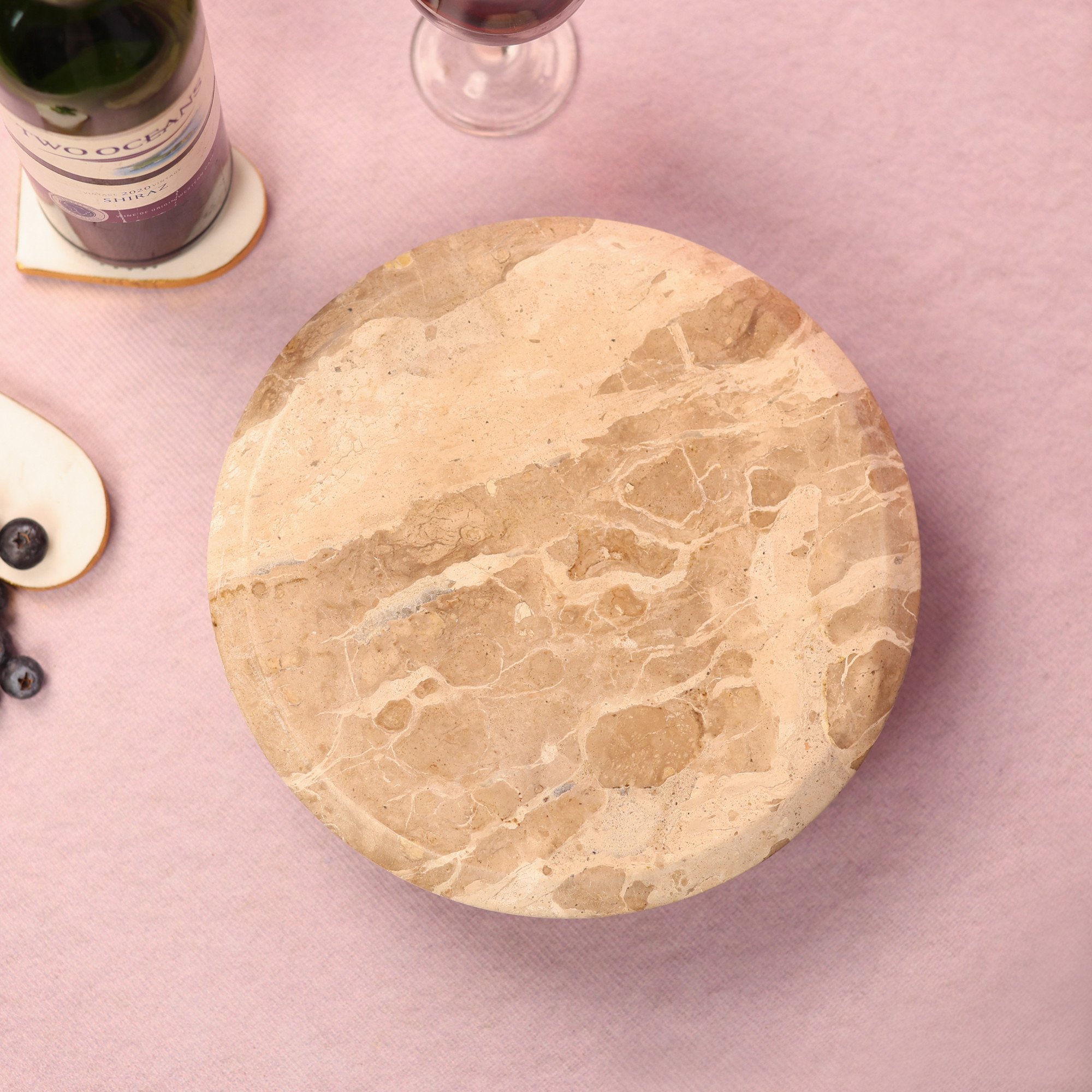 Marble Cake Stand with Stone Balls