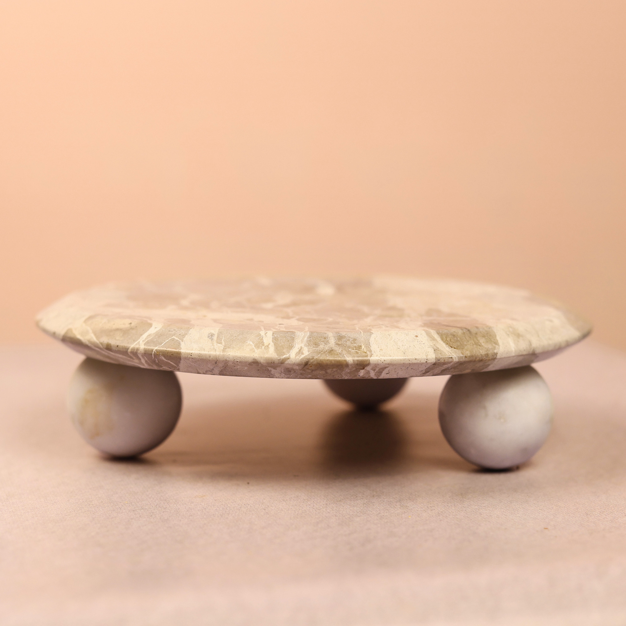 Marble Cake Stand with Stone Balls