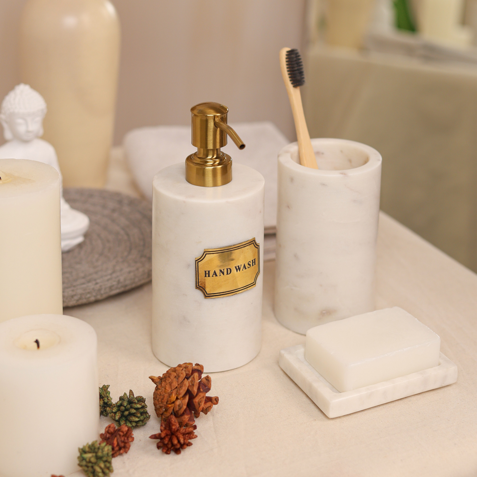 White Marble Bathroom Set