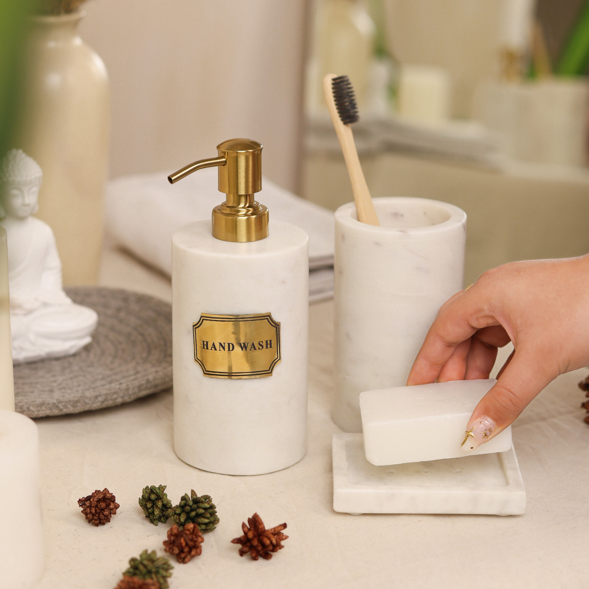 White Marble Bathroom Set