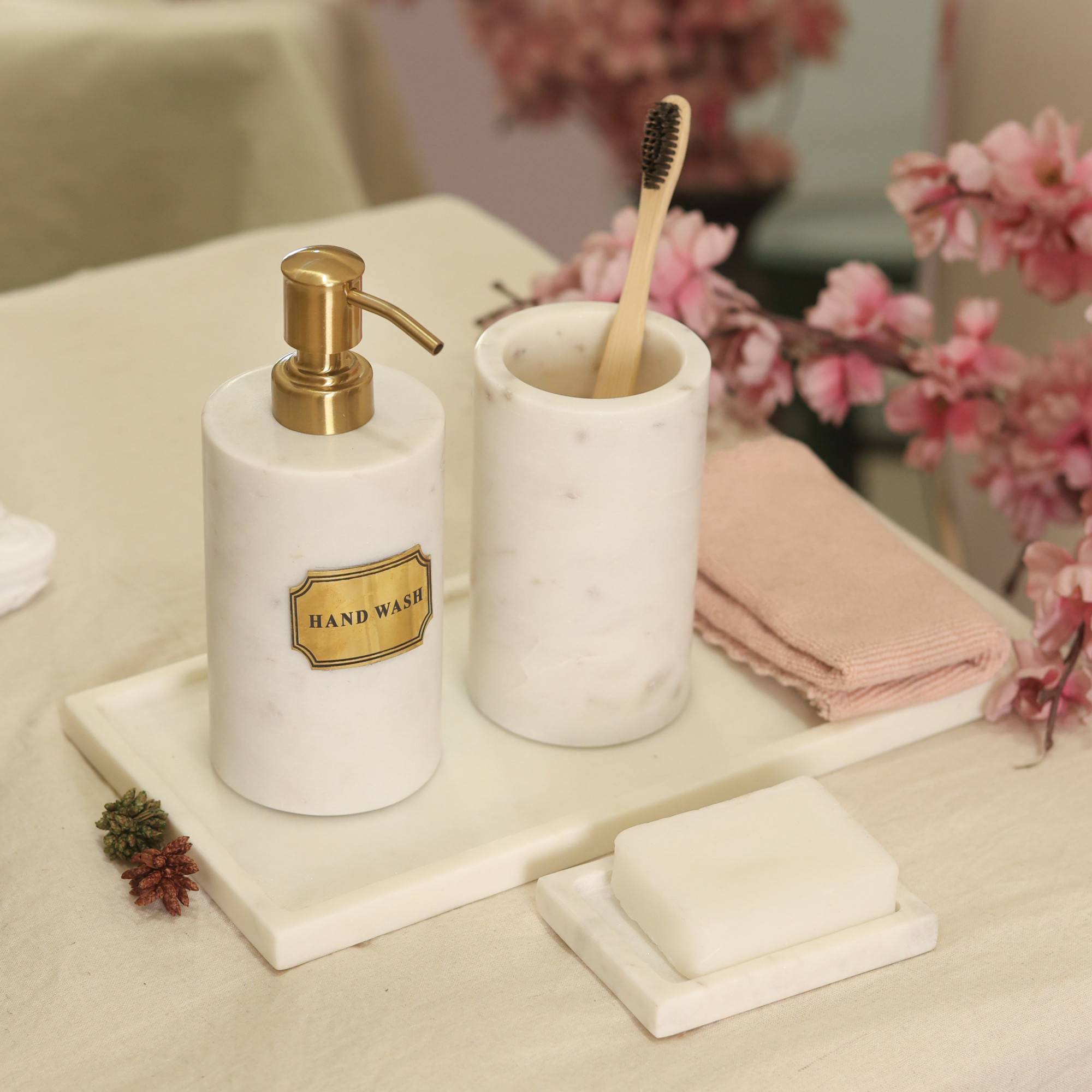 White Marble Bathroom Set