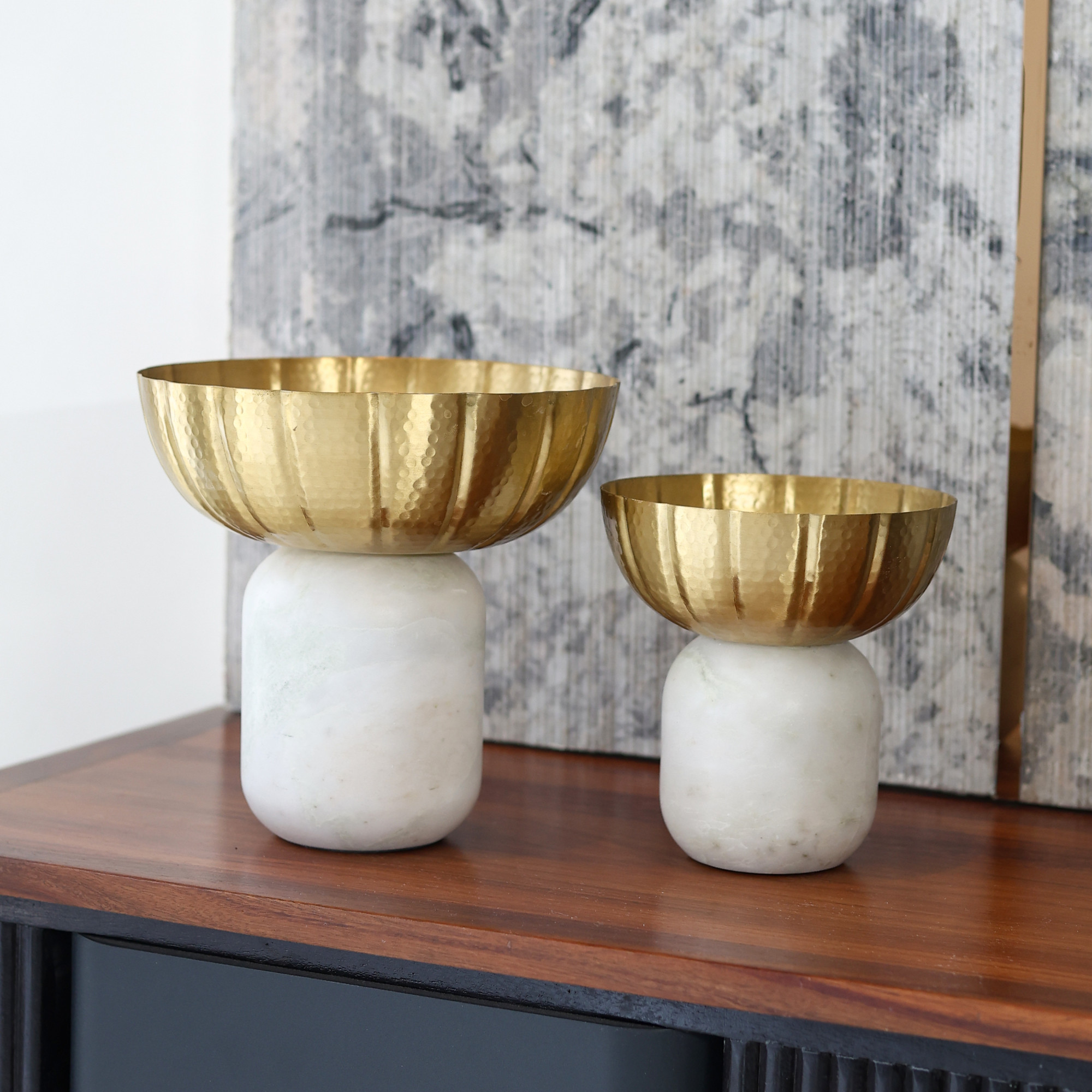 Aurum Luxe Marble  Brass Bowls Set of 2