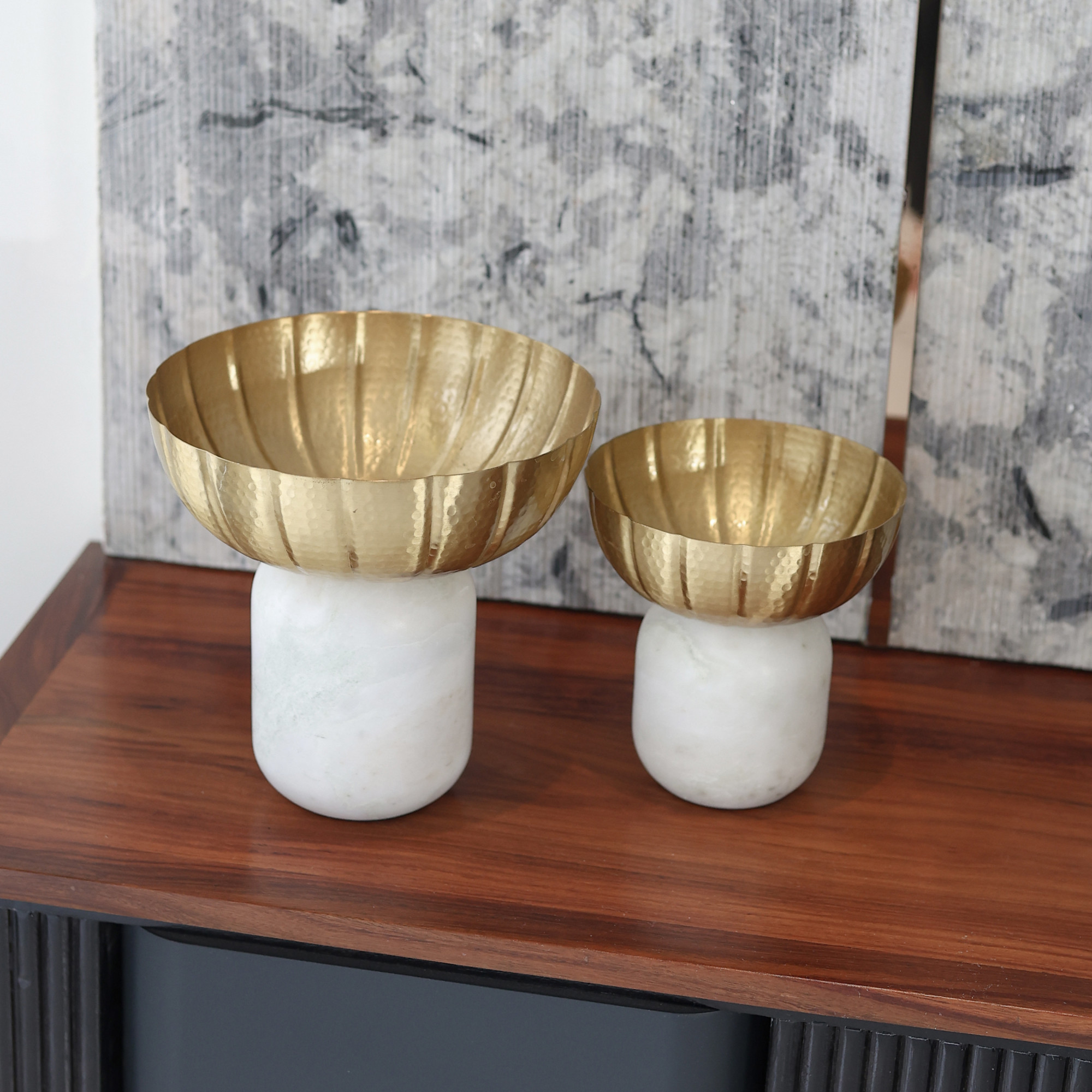 Aurum Luxe Marble  Brass Bowls Set of 2