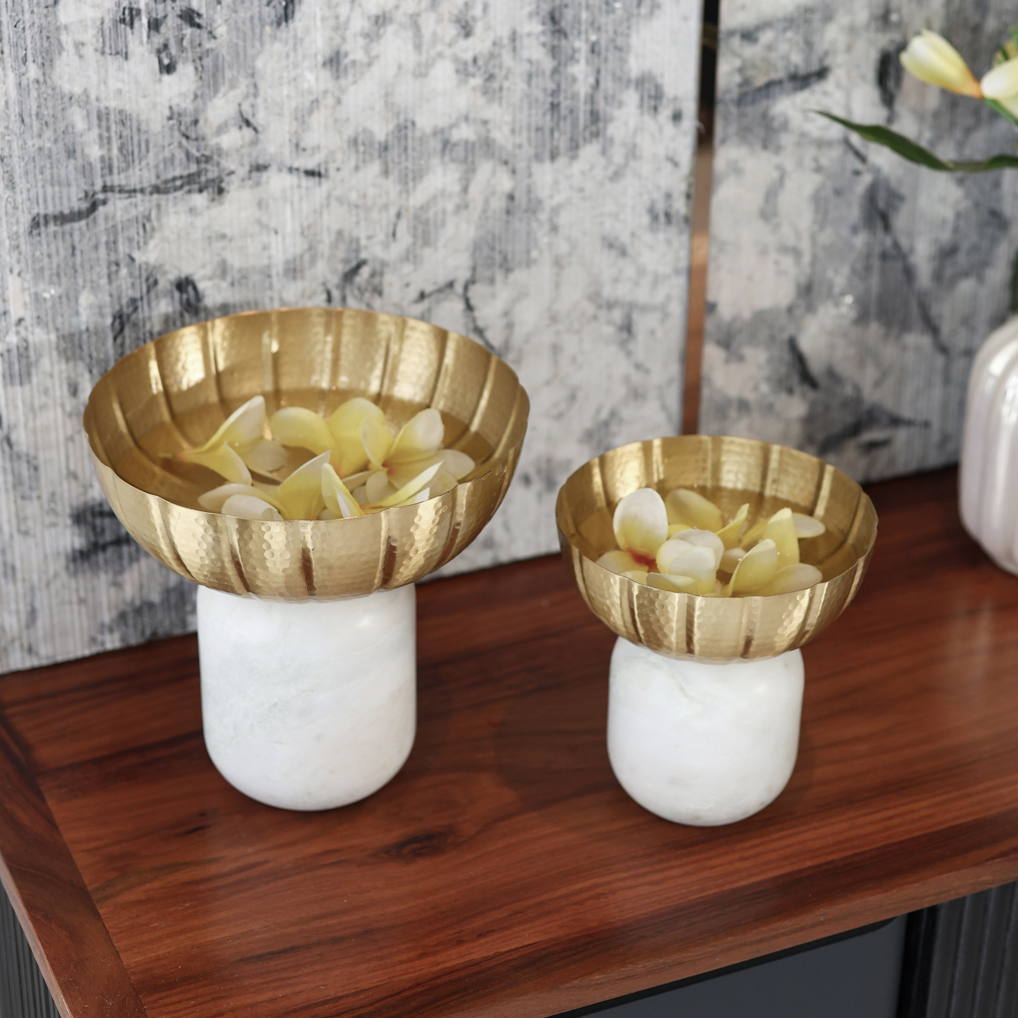 Marble Brass Harmony Bowls Set of 2
