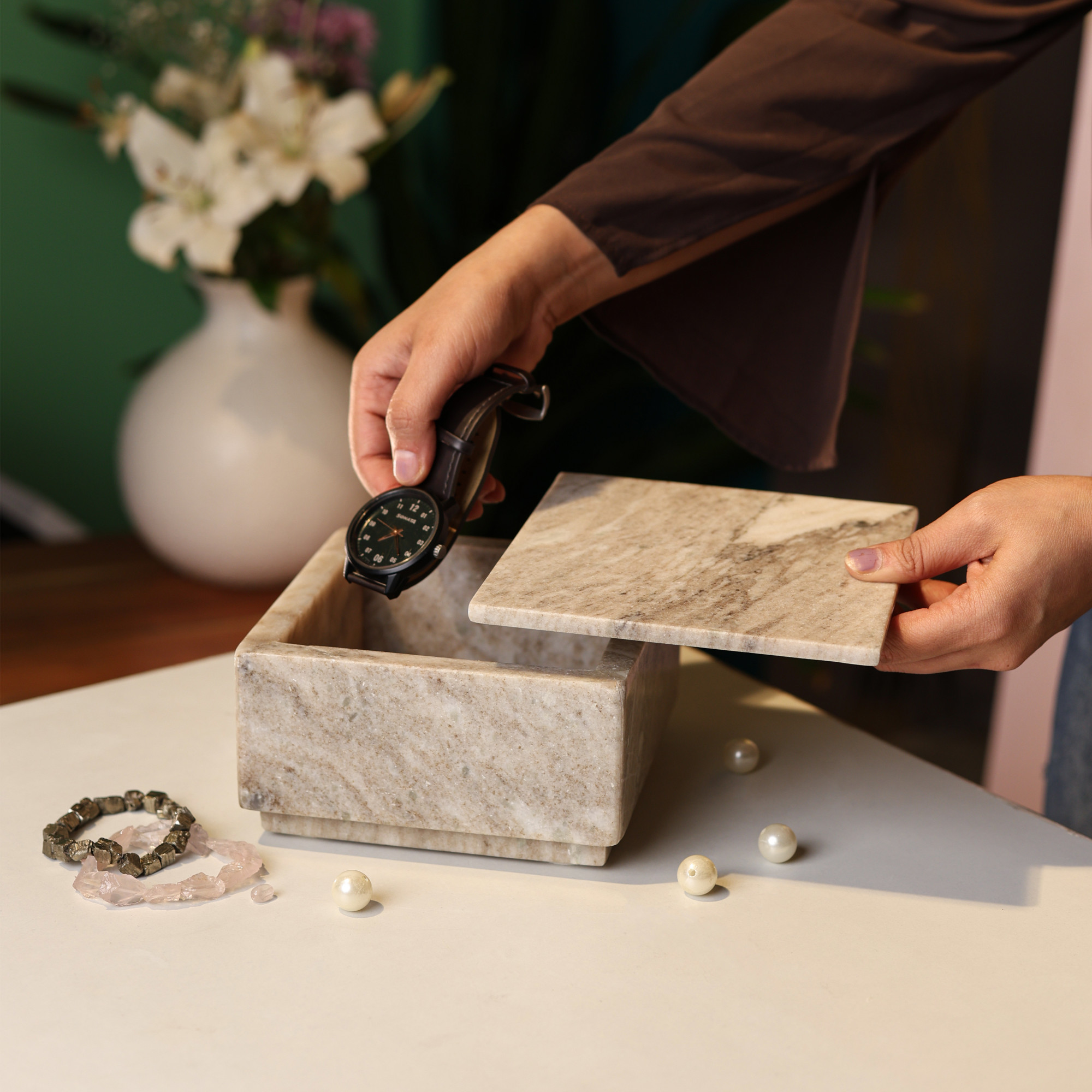 Square Marble Utility Box