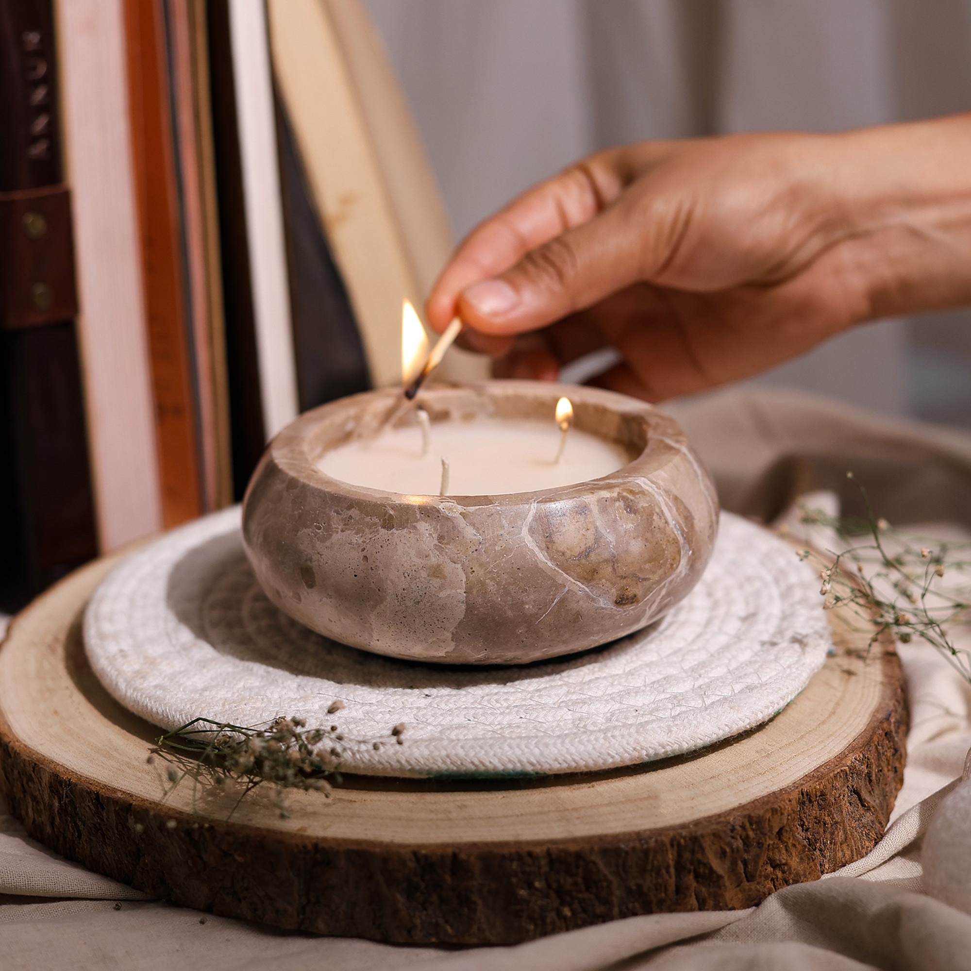 Creme  Chocolate Candle Bowl