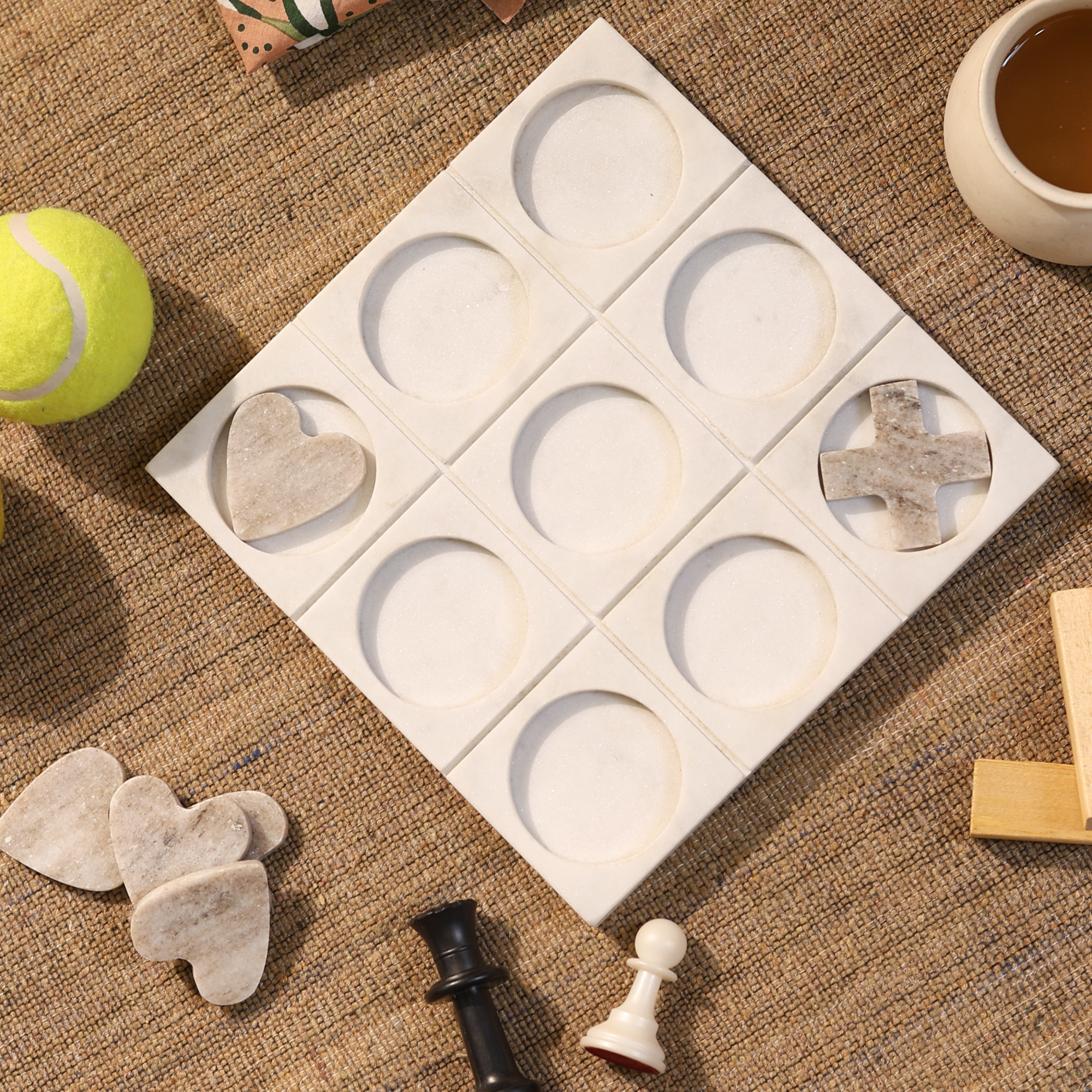 Marble Hearts Tic Tac Toe