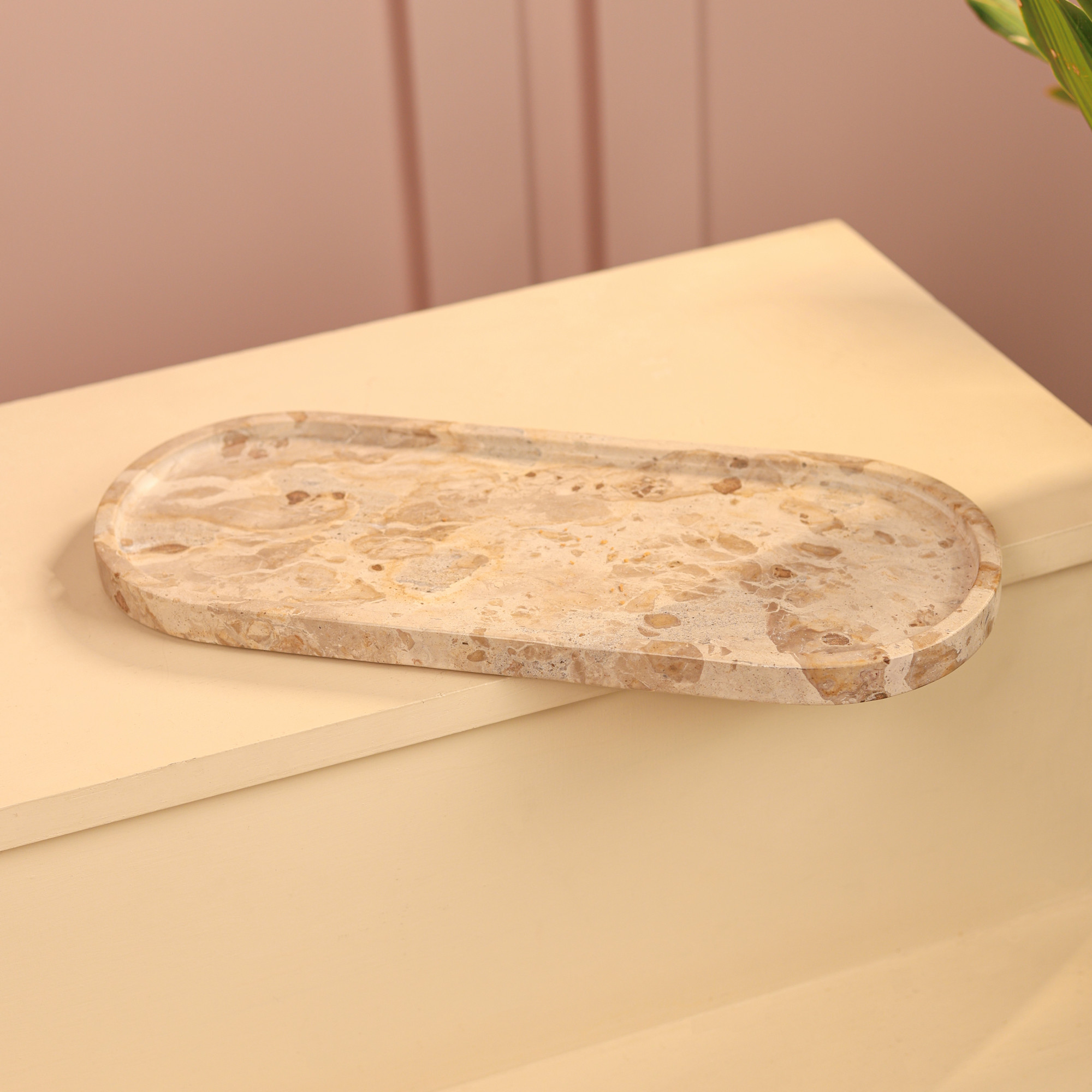 Crme Oval Marble Tray