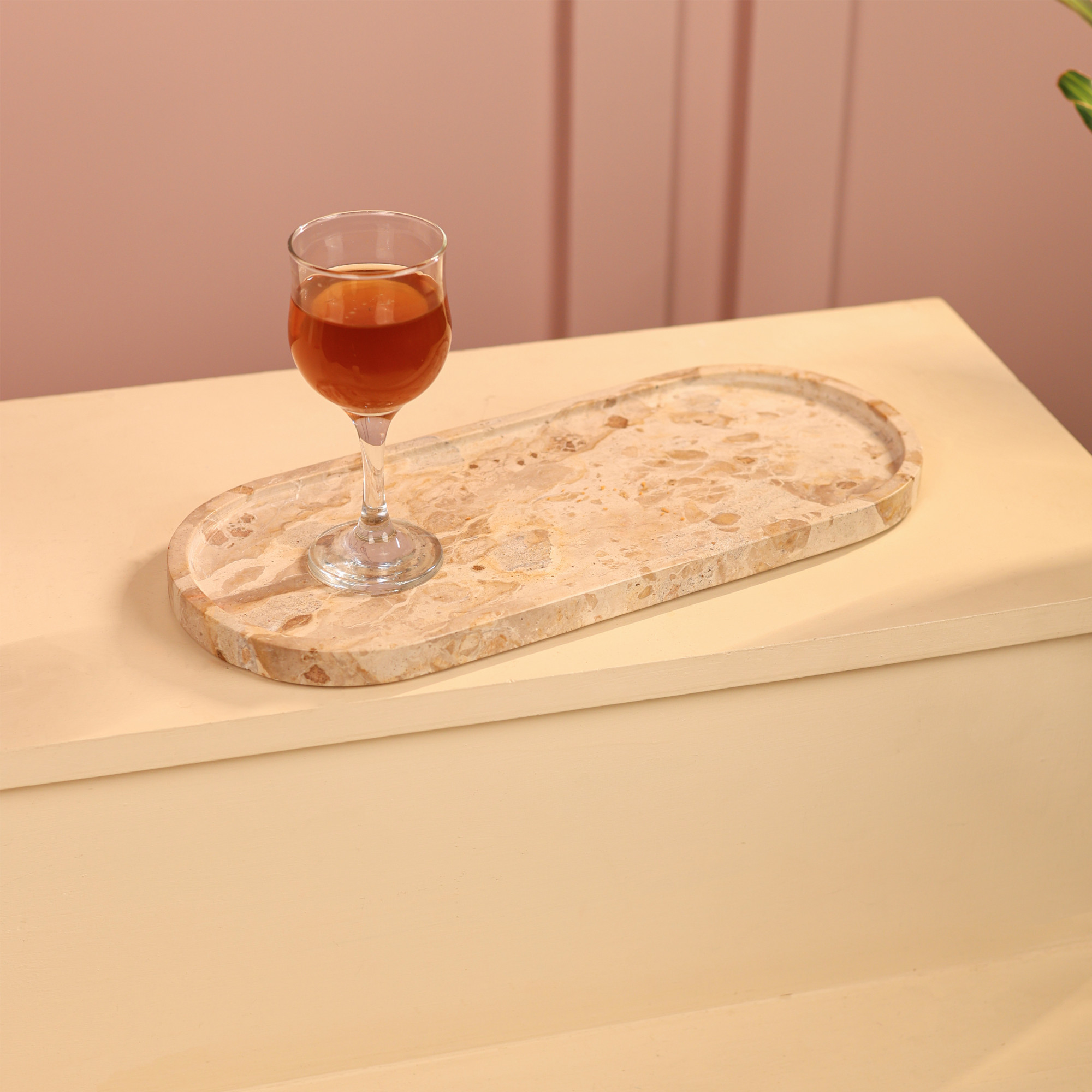 Crme Oval Marble Tray