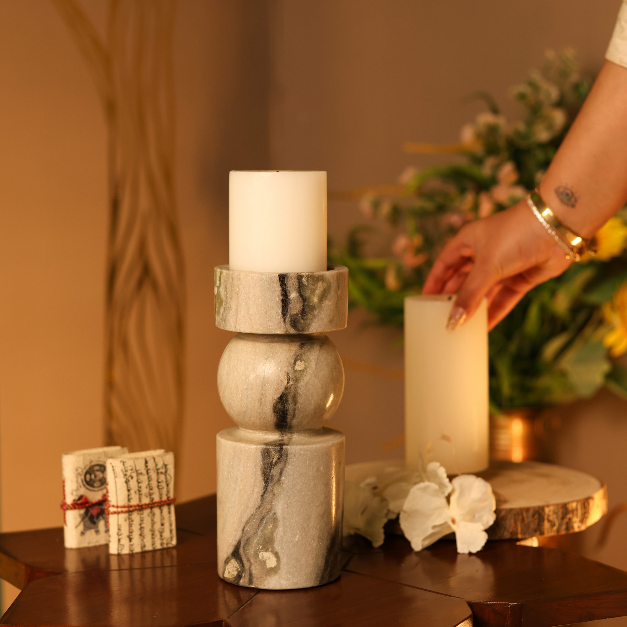 Marble Pillar Candle Holder