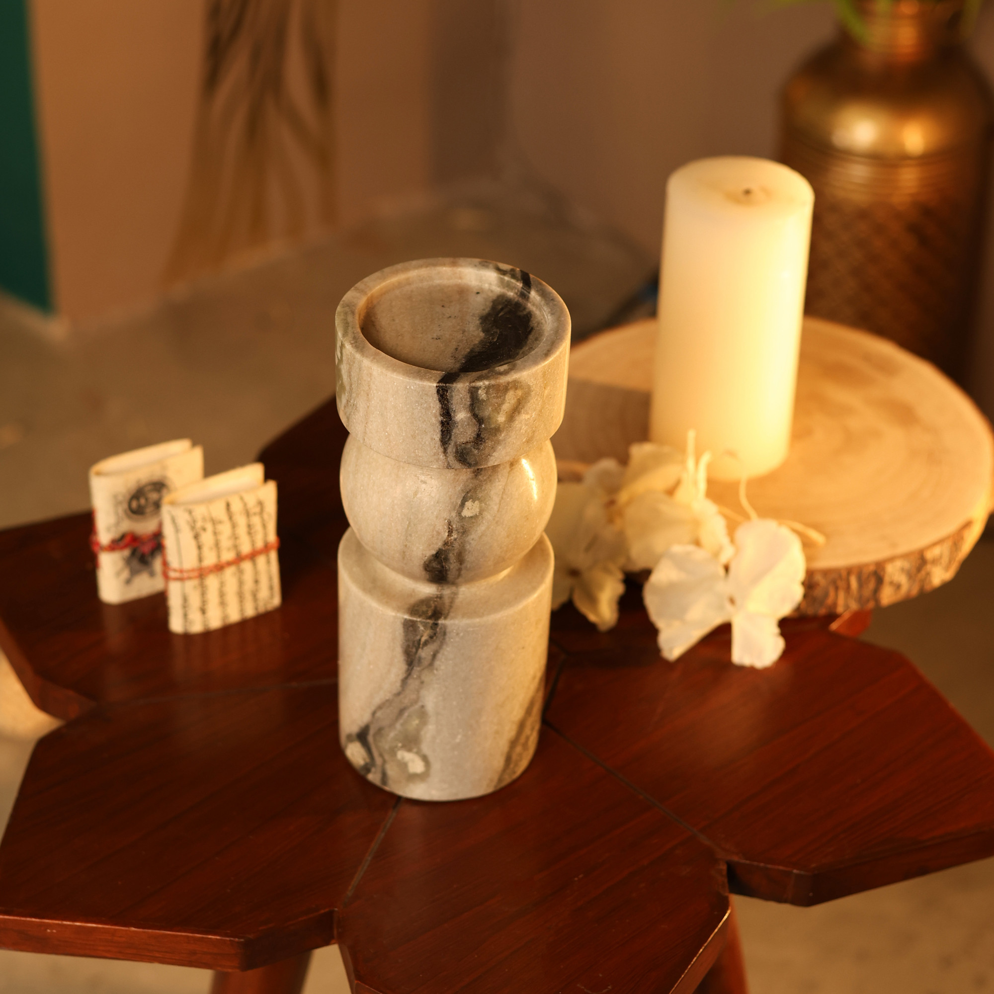 Marble Pillar Candle Holder
