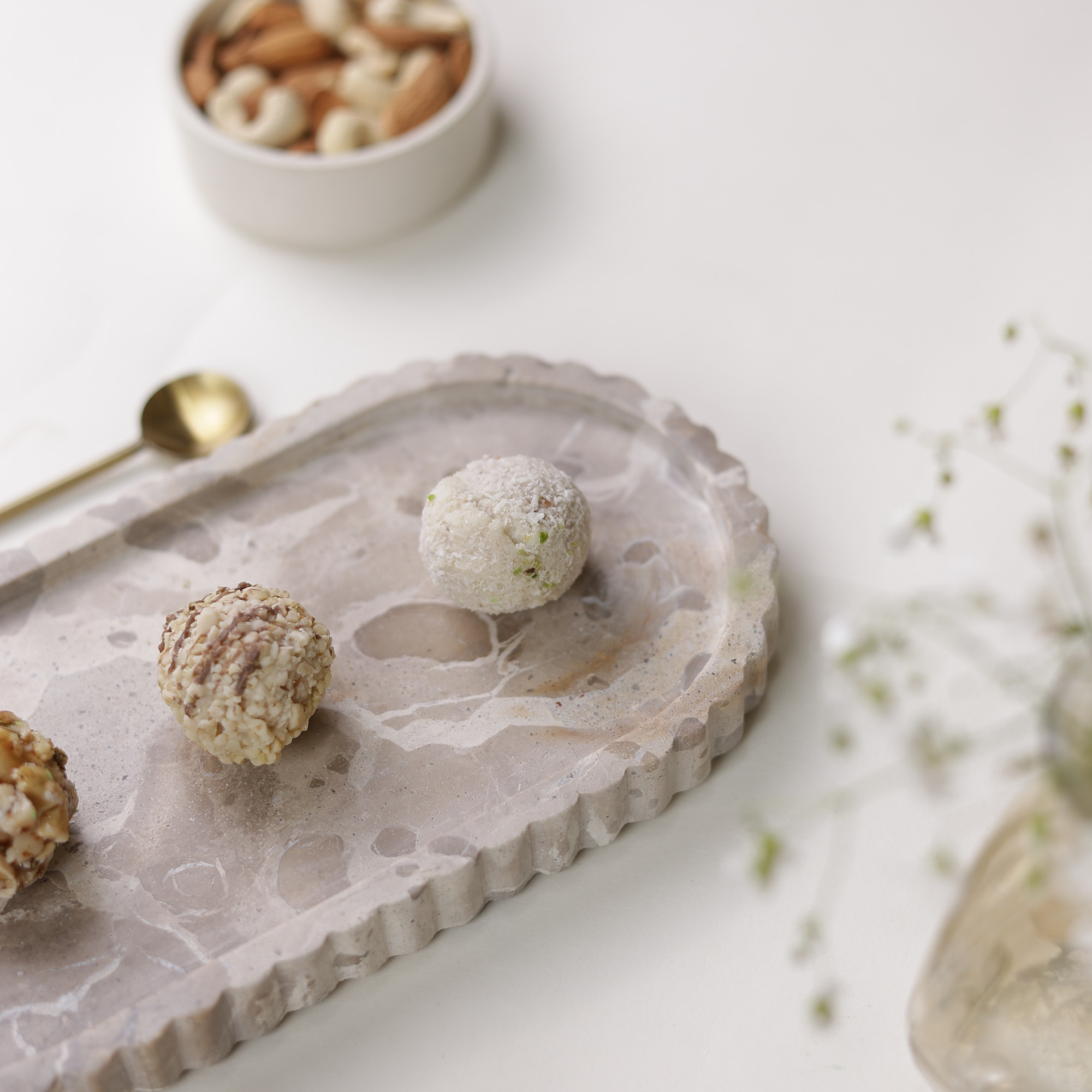 Oval Marble Fluted Serving Tray